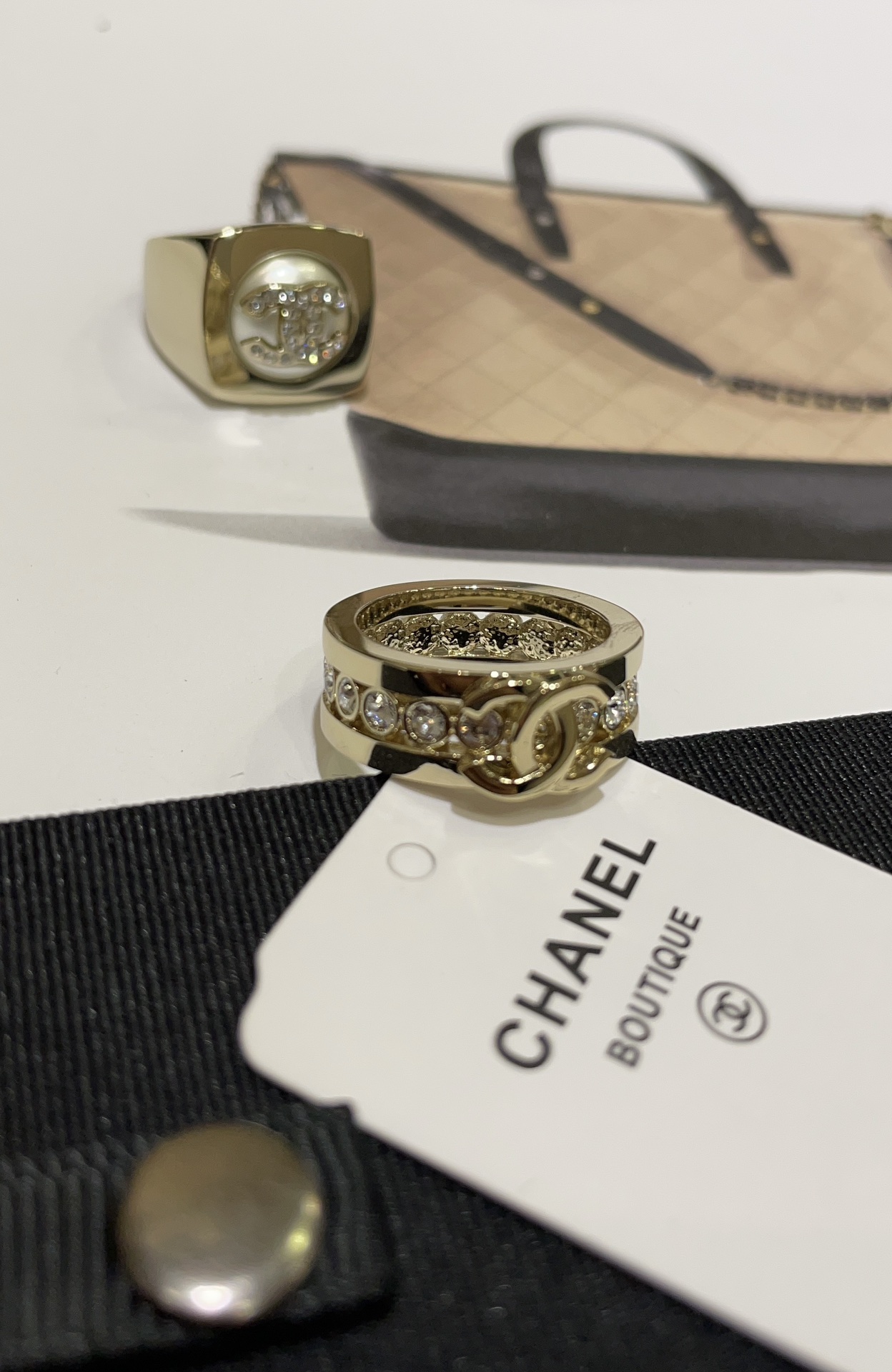Chanel Full Diamond Wide Coco Ring - Original Replica Club