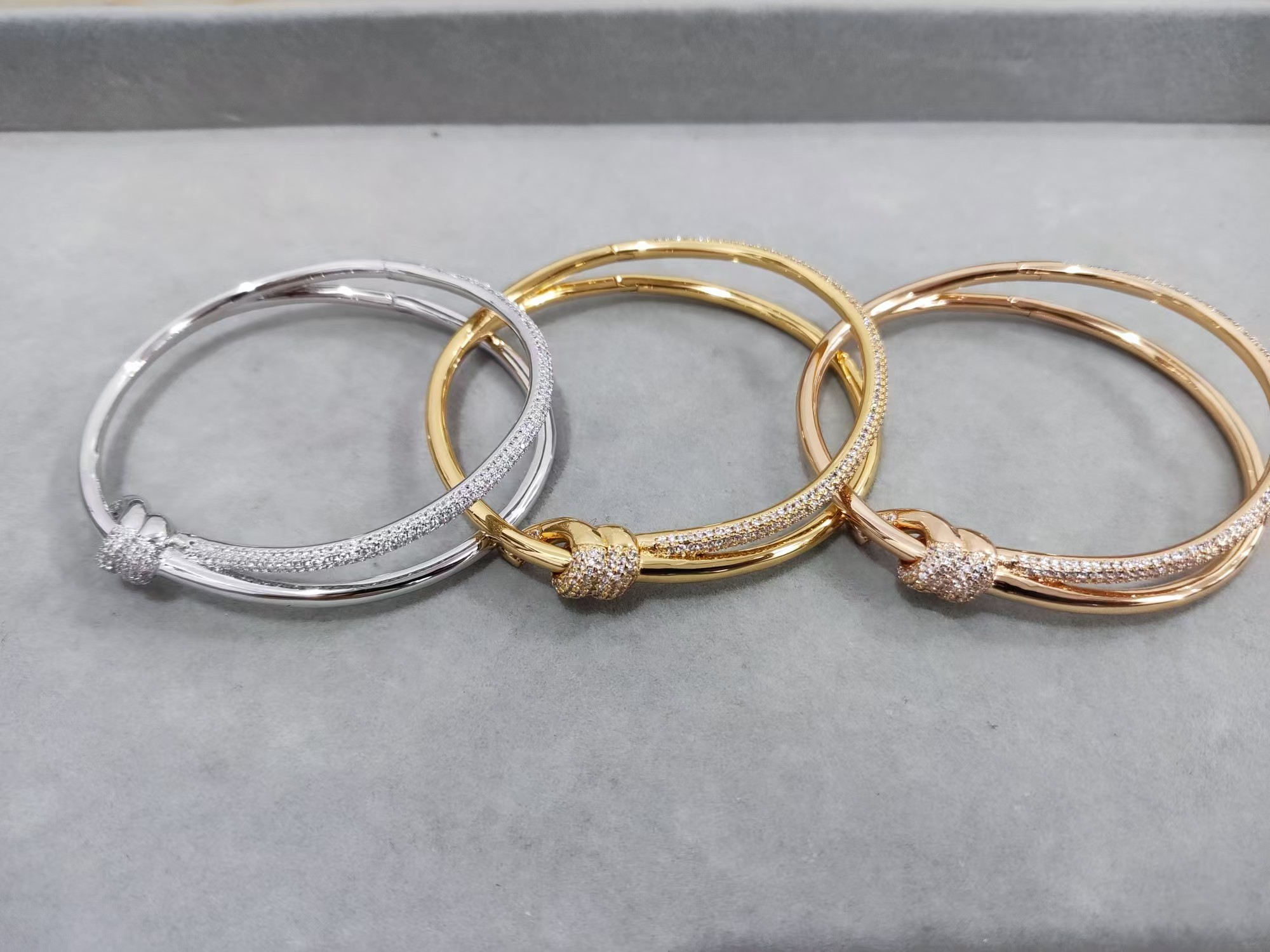 Tiffany Knot Double Row Hinged Bangle Bracelet - Original Replica Club