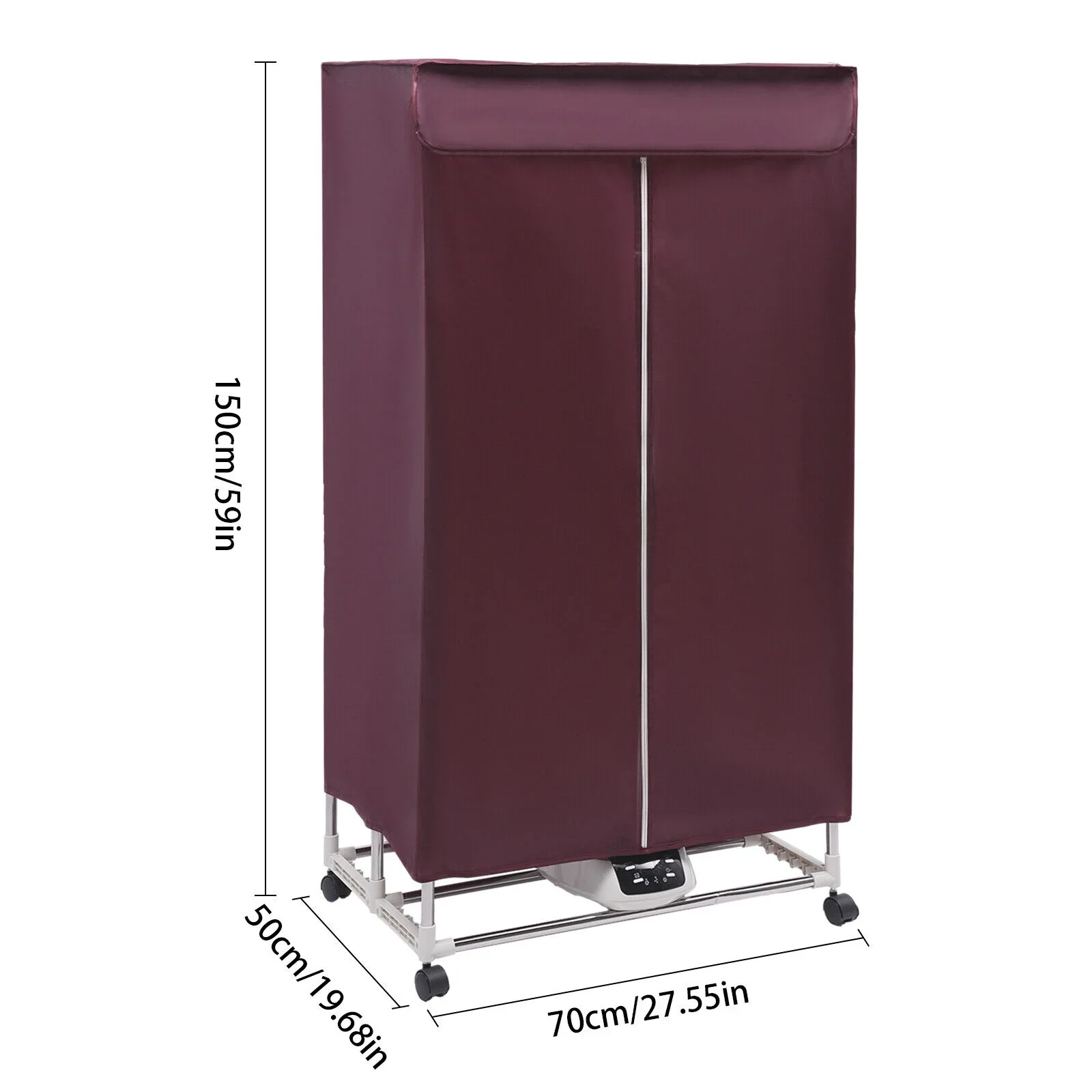 110V Wine Red Clothes Dryer Portable Travel Mini Dryer Machine 1200-1500W Electric Dryer For Homes, Apartments