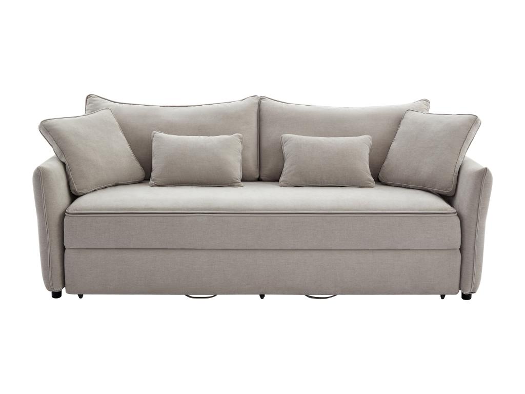 Sofá cama de 3 plazas - tela gris claro - asiento de espuma viscoelástica