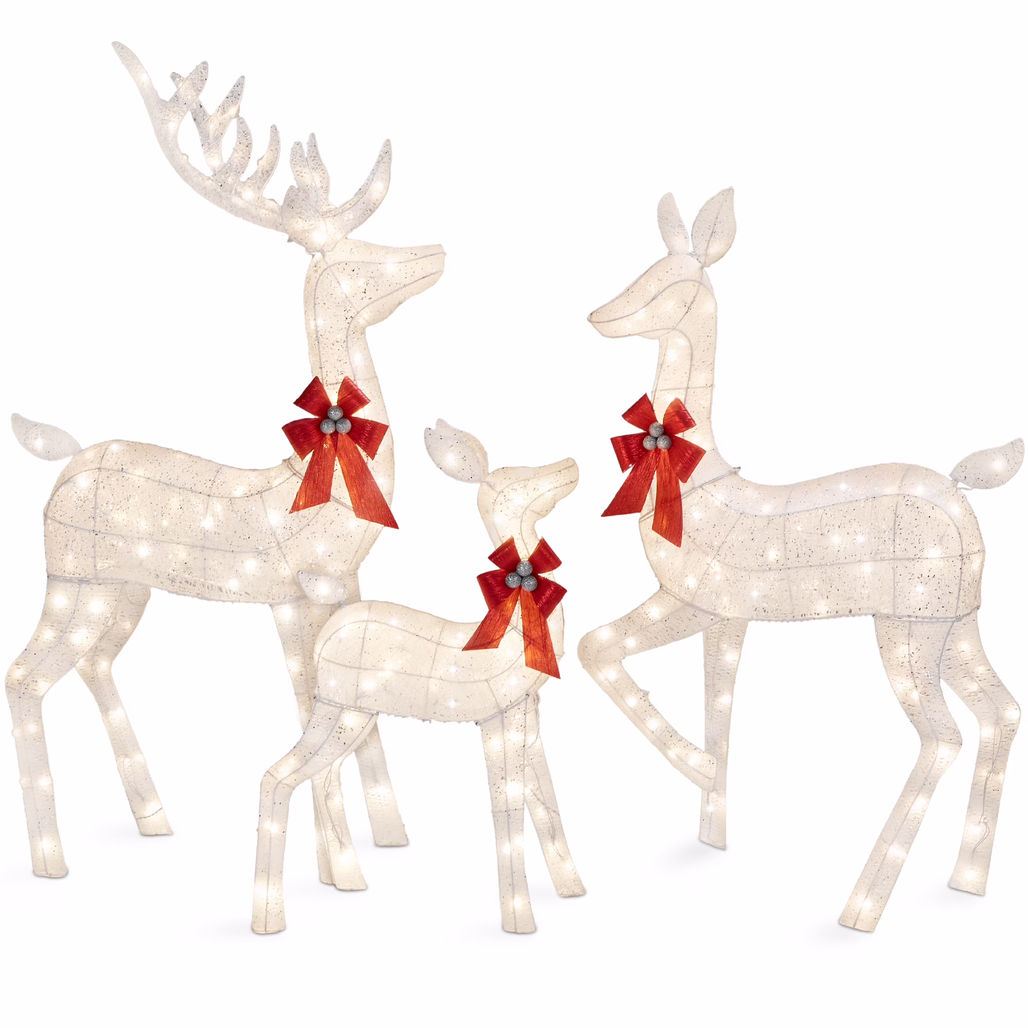 Best Choice Products 6.5ft 3-Piece Lighted Christmas Deer Set Outdoor Yard Decoration w/ 385 LED Lights, Stakes - Gold - Image 7