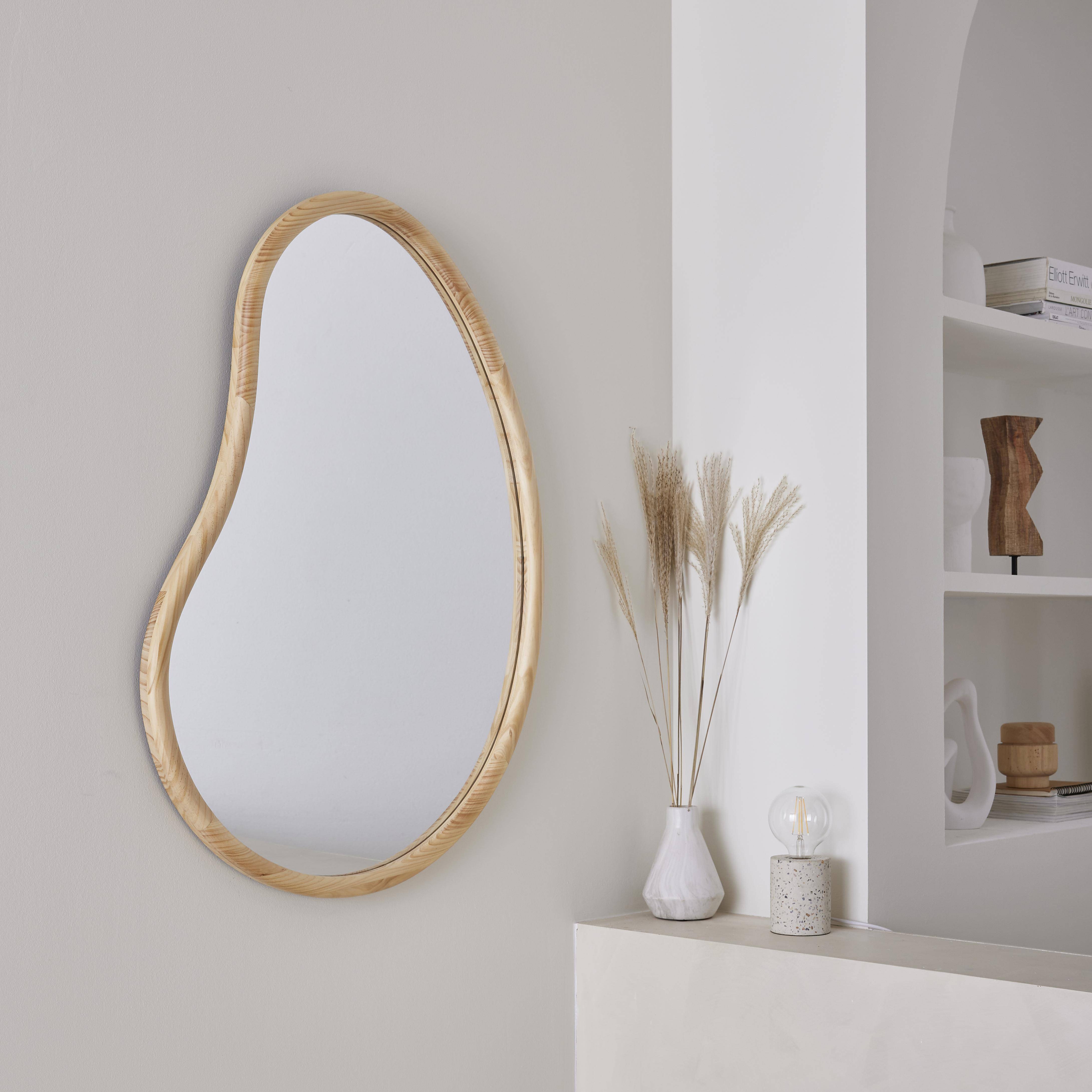 Jacob - Espejo de madera de abeto decorativo de pared, 95cm