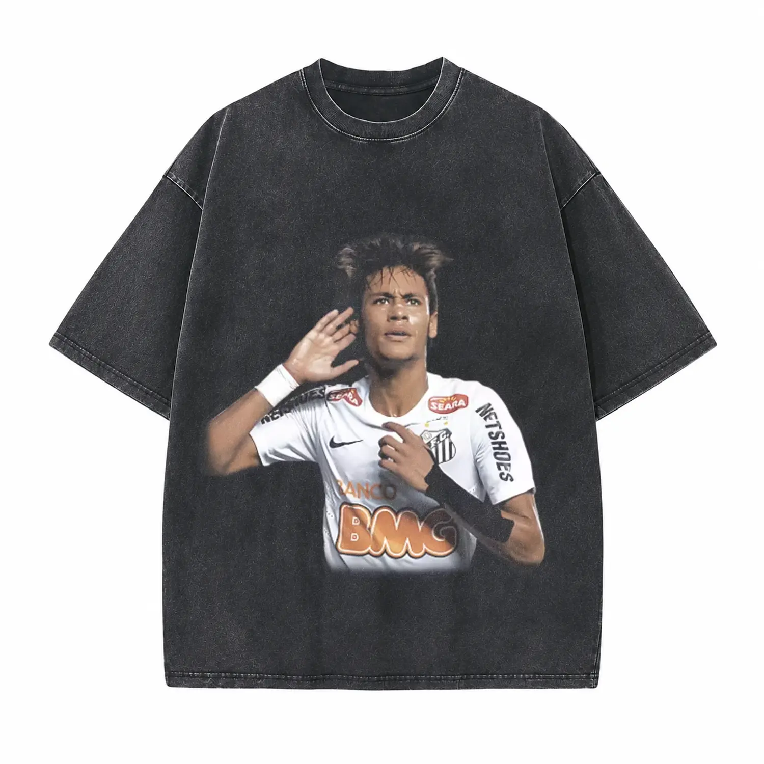 Football Player Portrait Printed Unisex Washed T-Shirt