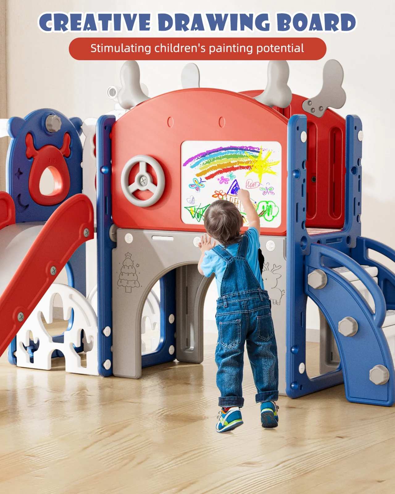 Korimefa 11-in-1 Toddler Slide Set with Golf, Basketball Hoop, Kids Slide for Toddlers Age 1-4, Climber Slip and Slides, Baby Outdoor Toys - Image 62