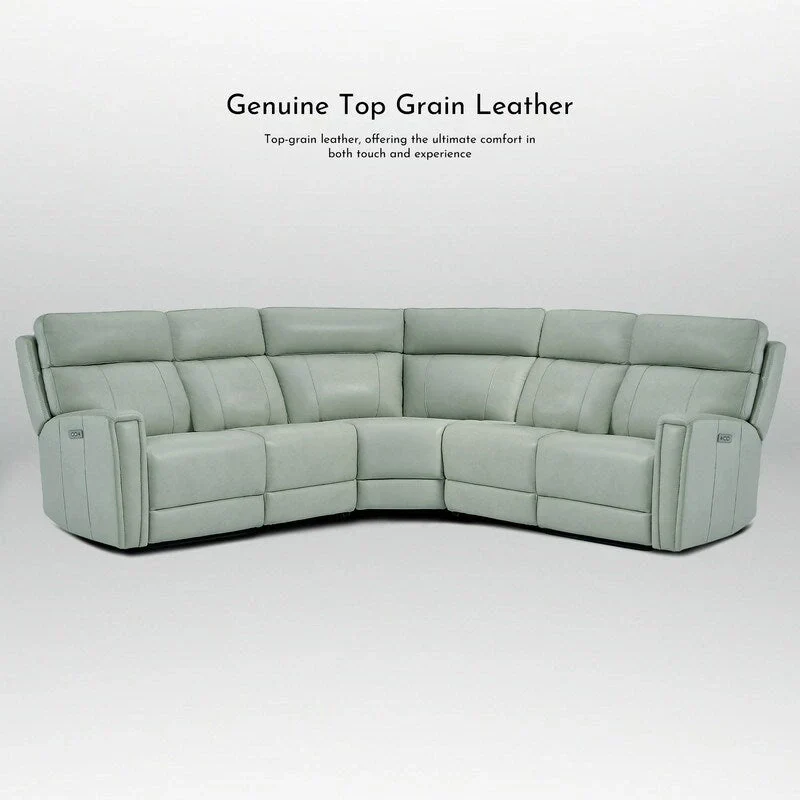 104" 3-Color Genuine Leather Power Reclining Sectional Sofa with Zero Gravity Feature, USB & USB-C Ports, and 2 Stationary Armless Chairs