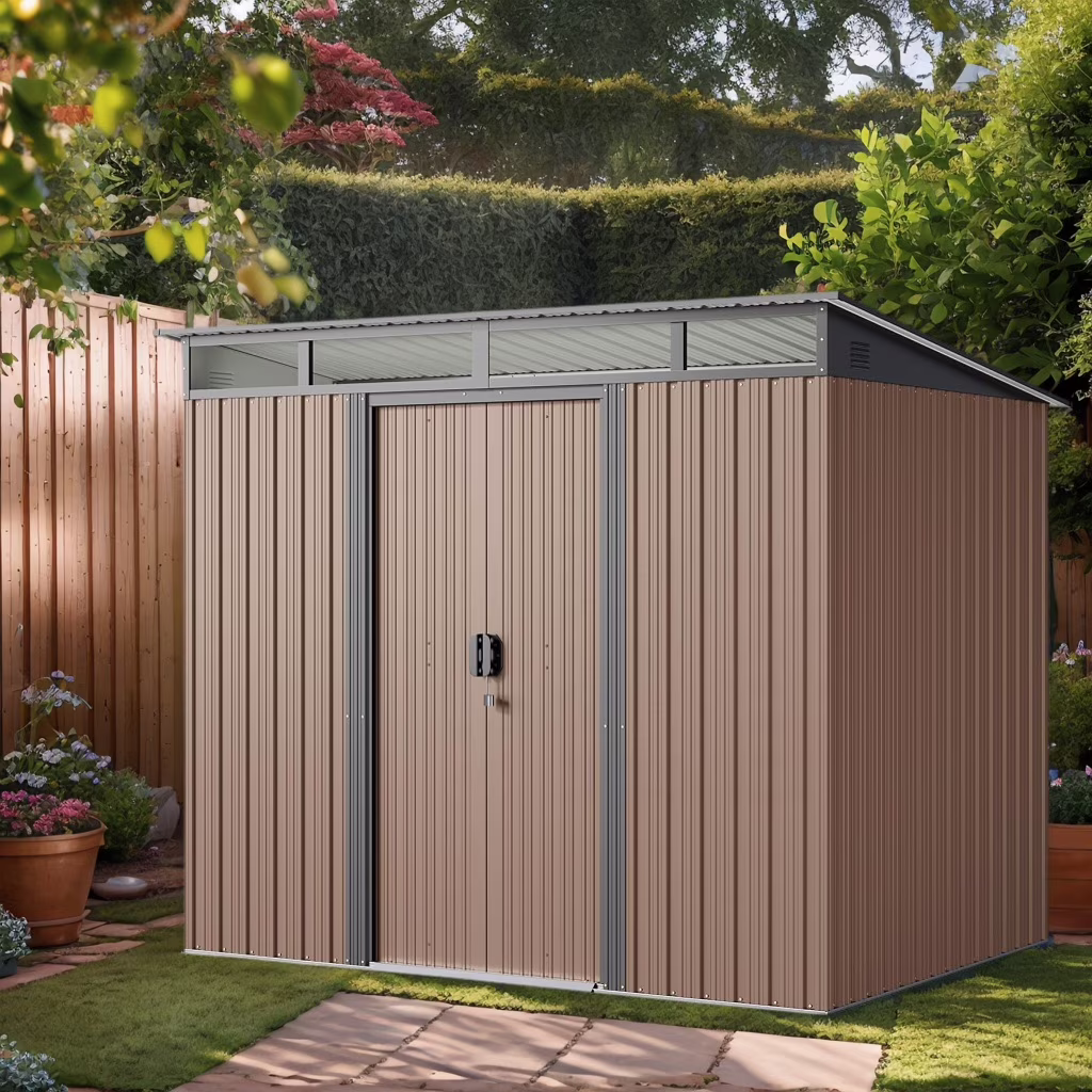 5'x3' Outdoor Storage Shed, Asofer Shed and Outdoor Storage Clearance, Weatherproof Tool Shed, Brown - Image 9
