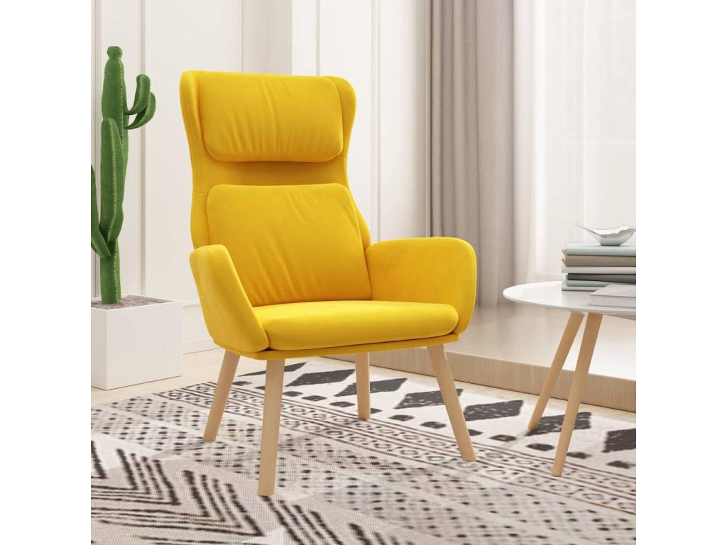 Sillón de Cozetiq de terciopelo amarillo mostaza