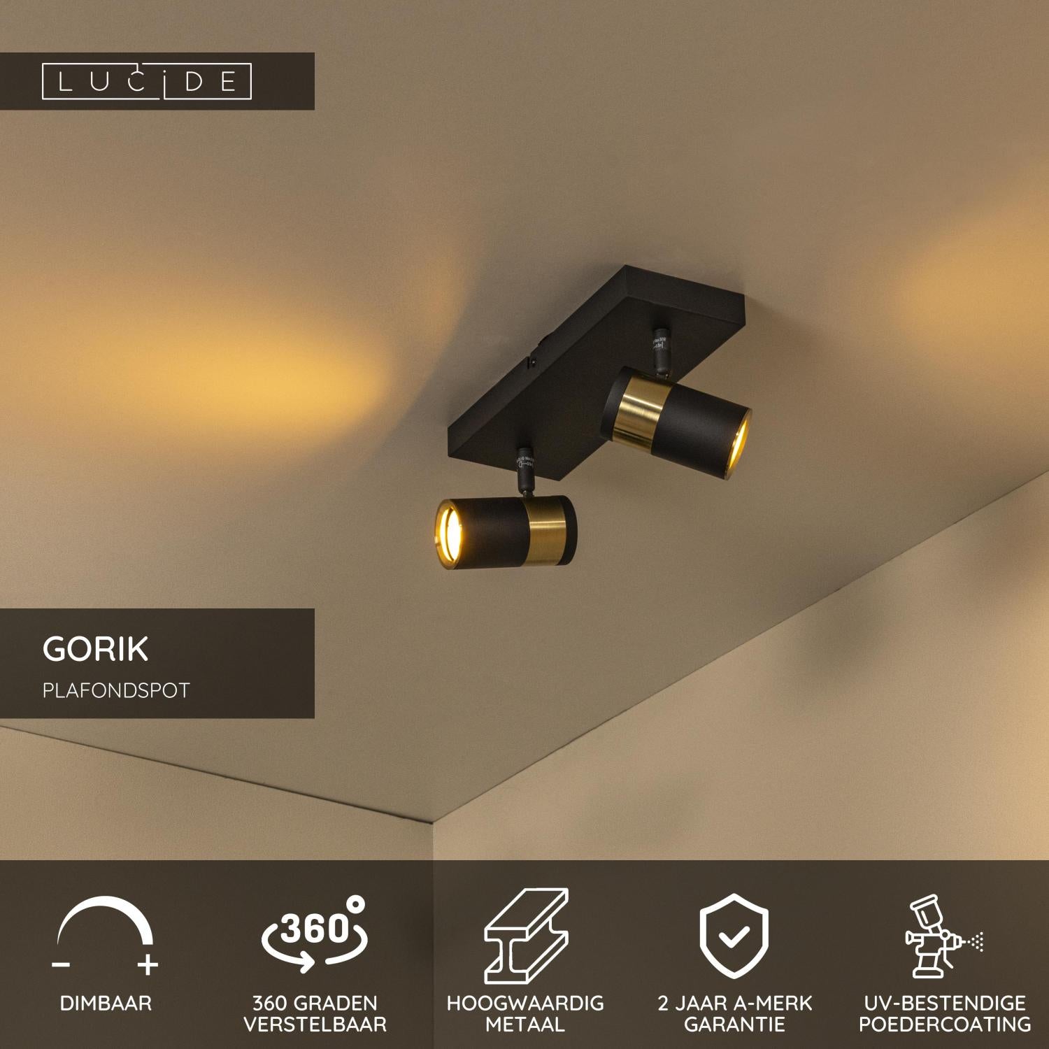 Lucide GORIK Plafondspot - Zwart