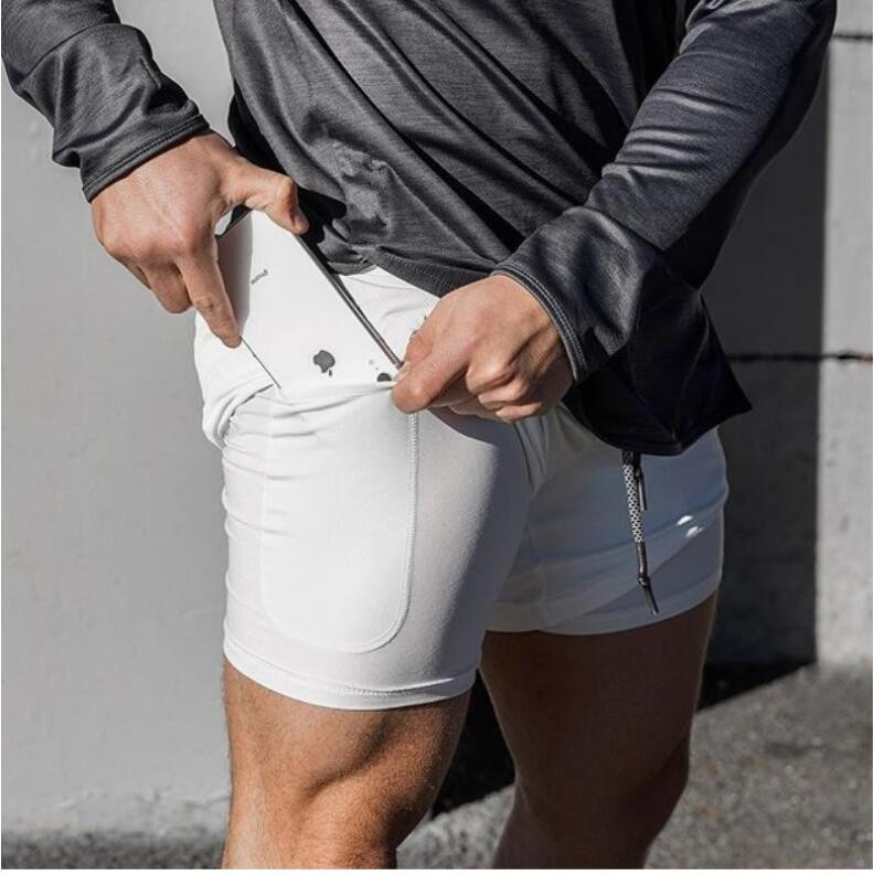Men's 2 in 1 Running Workout Breathable Shorts With Phone Pockets 19 Colors