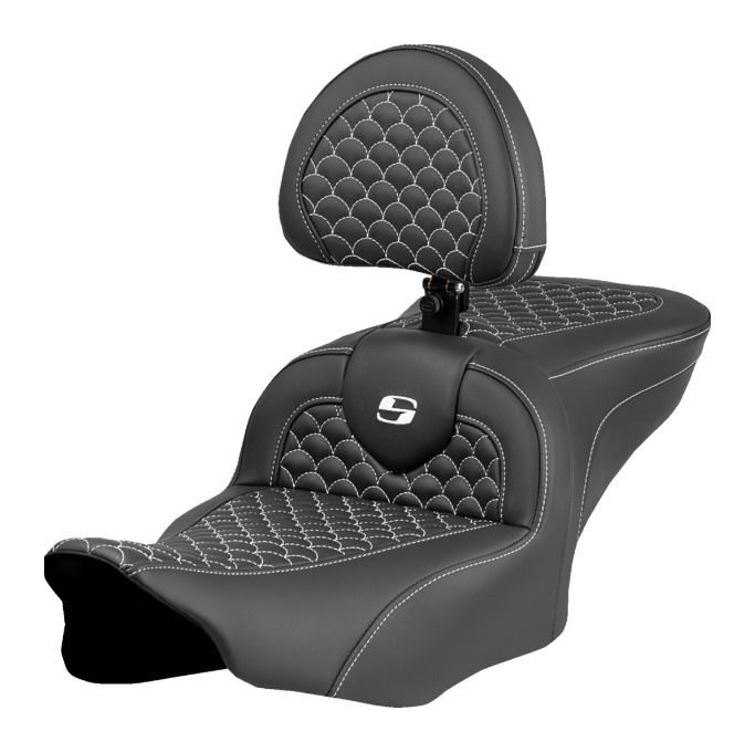 SportsBikeShop Saddlemen Roadsofa DS Dragon Scale 2-Up Seat For Harley Touring