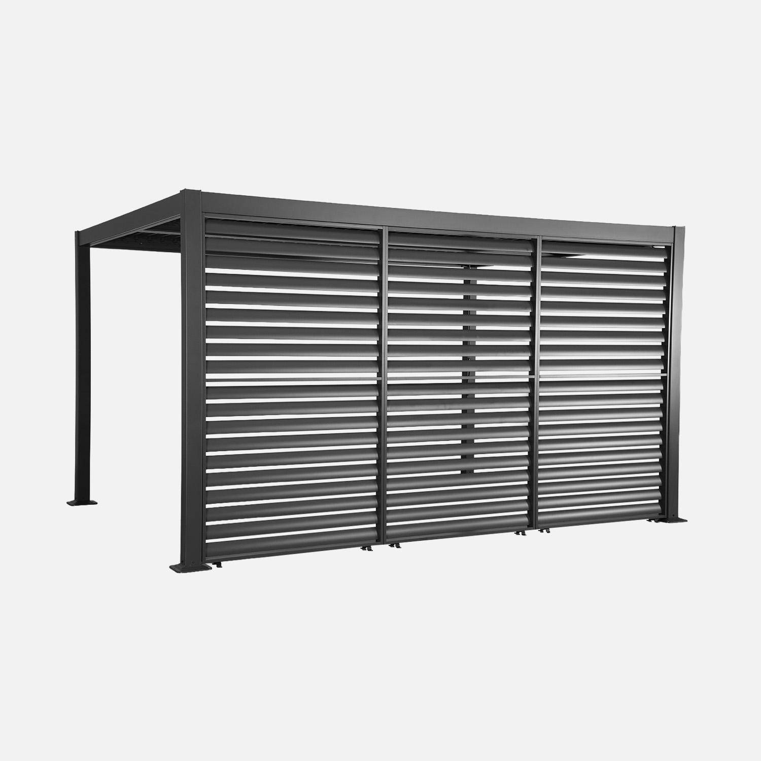 Palace 3x4m + accesorios - Pérgola bioclimática de aluminio y acero 3x4m + 3 persianas 1.3m