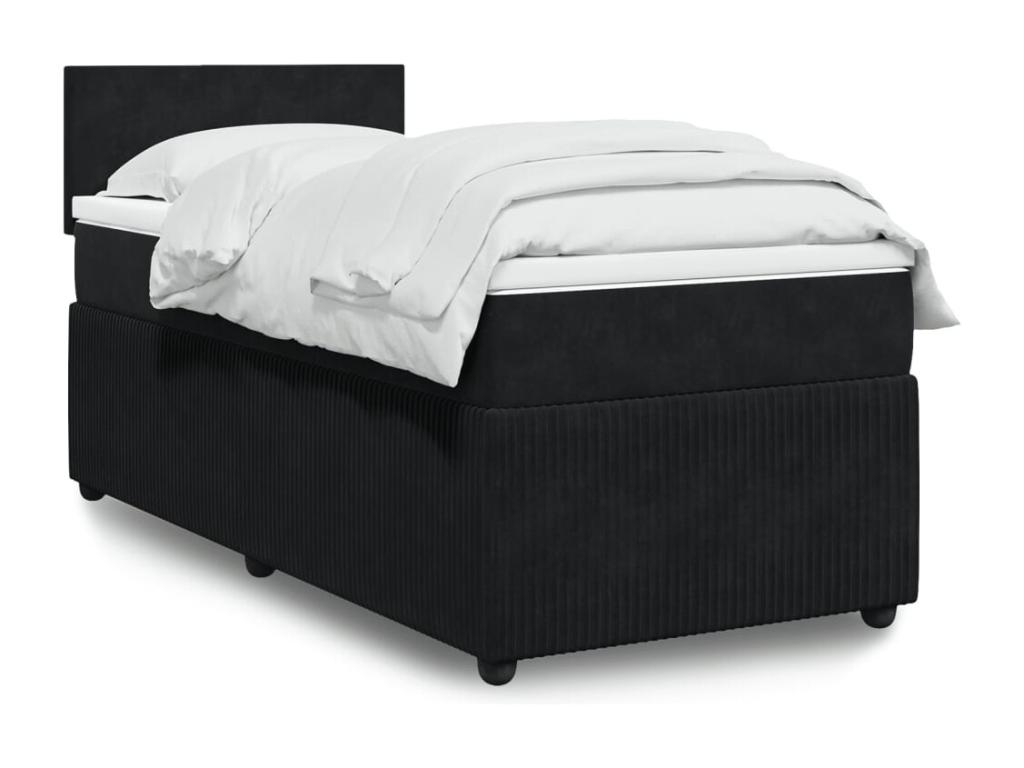 Cama box spring con colchón terciopelo negro 100x200 cm