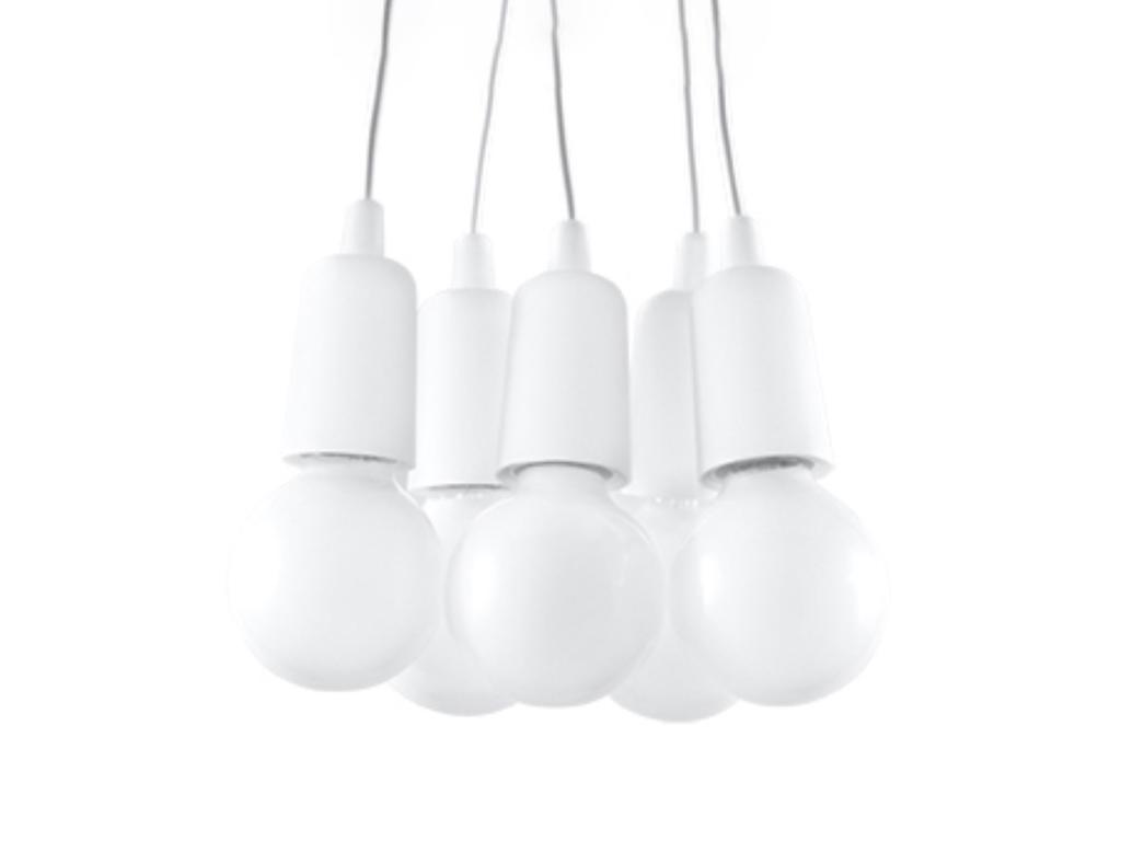 Lámparas colgantes Diego moderno de CLORURO DE POLIVINILO - 5 fuentes luminosas - L.25 x A.90 cm - Laocacasas