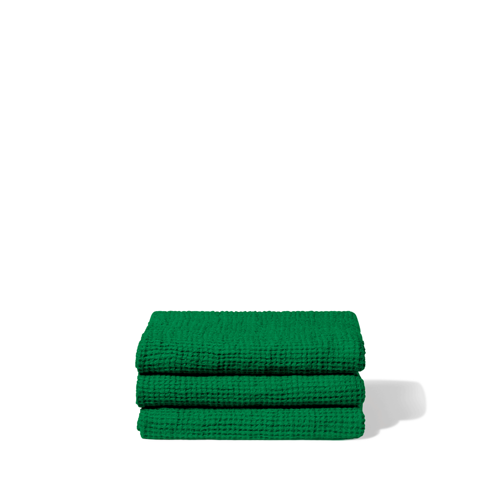 Serviette de bain en lin - Waffle - Vert Potager