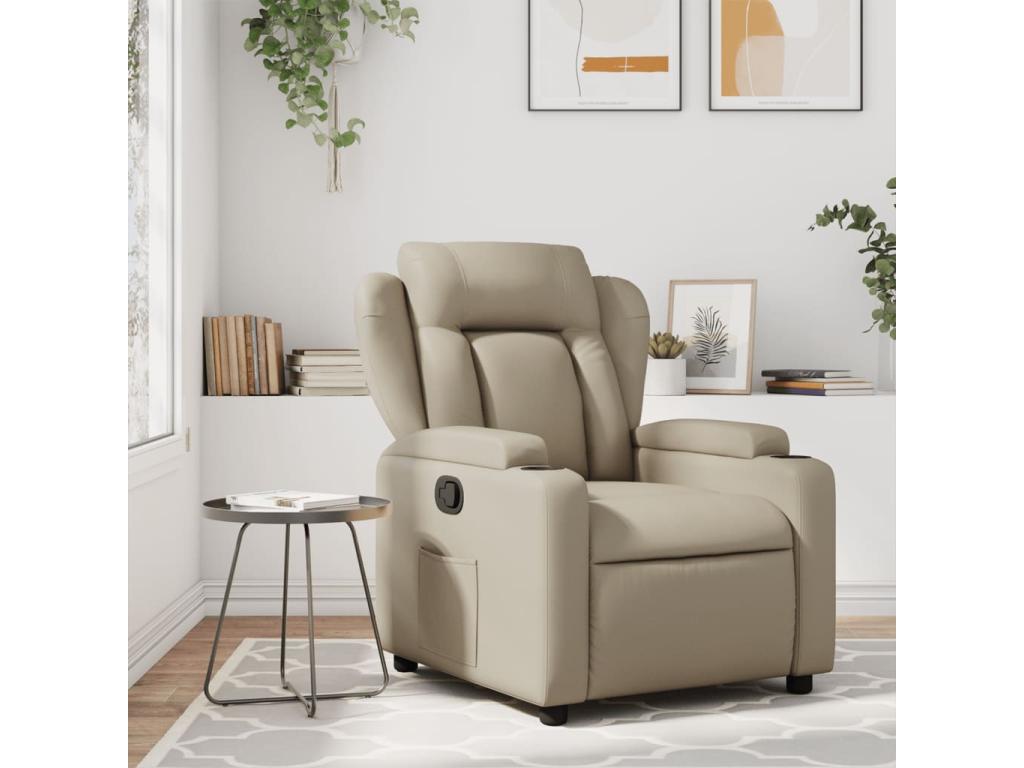 Sillón reclinable de cuero sintético color capuchino
