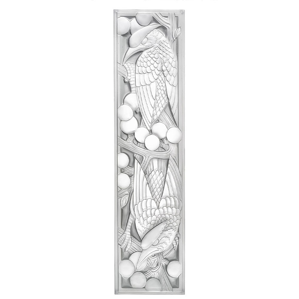 PANNEAU DÉCORATIF MERLES ET RAISINS XXL - CRISTAL INCOLORE NON MIROITÉ, CIRE PERDUE