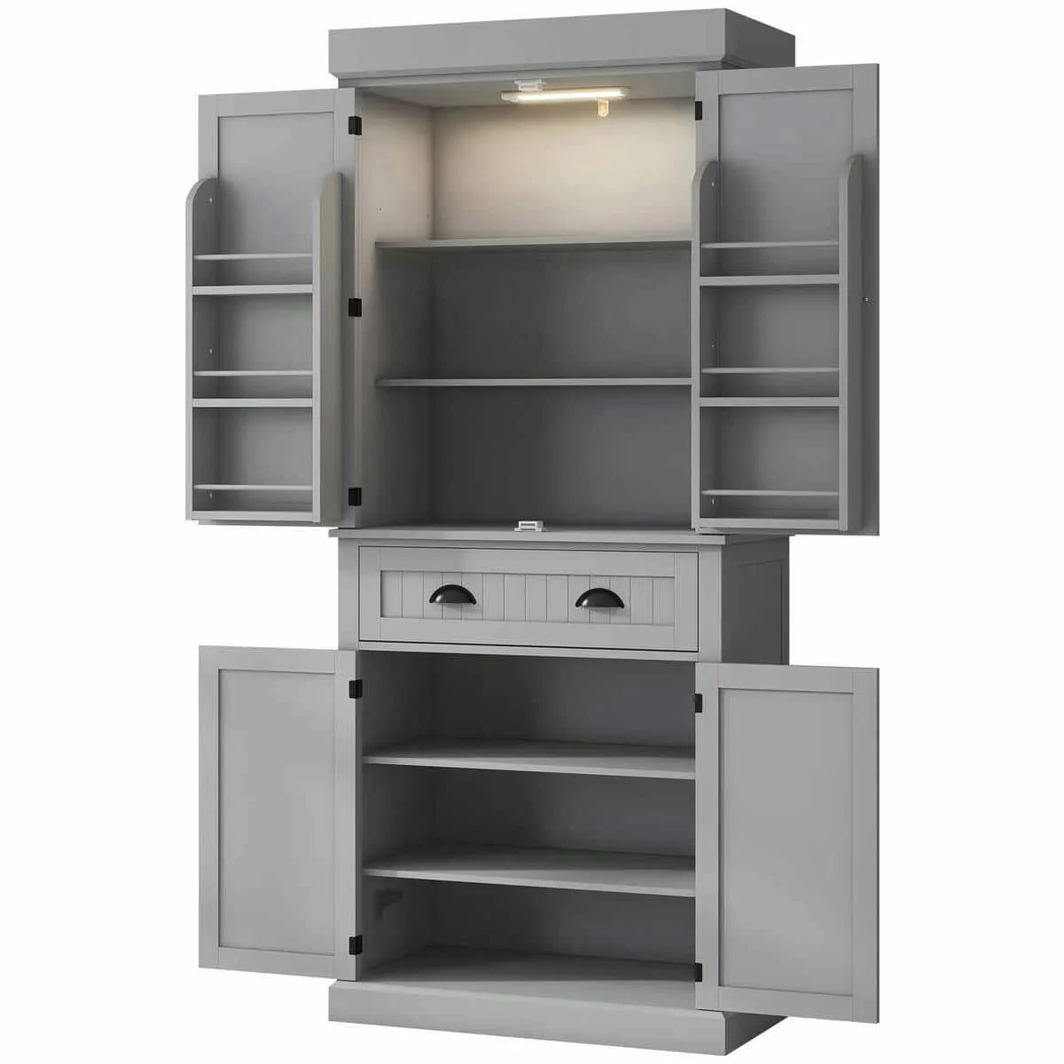Spaco 17-Tier Kitchen Small Pantry Cabinet with 2 Doors and 6 Adjustable Shelves, Cabinet Pantry, Freestanding 5-Tier Shelving Pantries for Kitchen Storage, Gray - Image 37