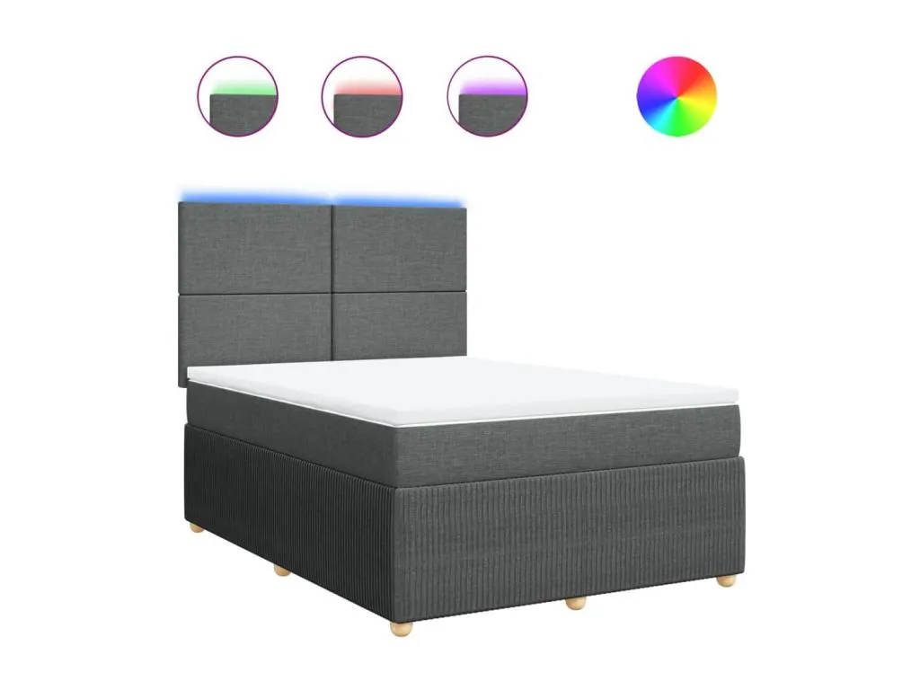 Cama box spring con colchón tela gris oscuro 140x200 cm rcs3518916