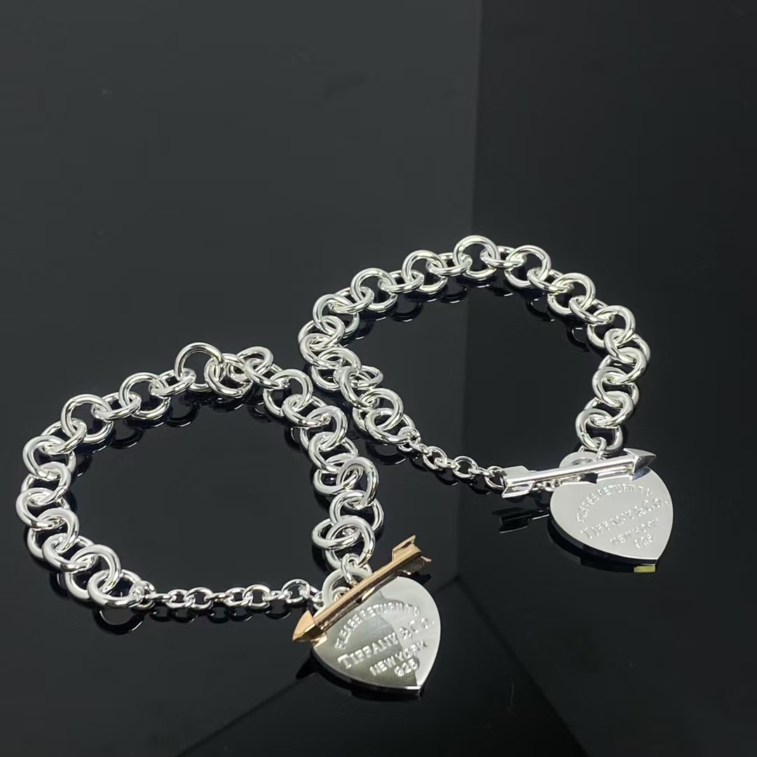Tiffany Arrow Lovestruck Heart Tag Charm Chain Bracelet - Original Replica Club