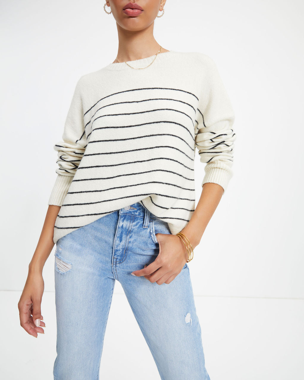 Harbor Autumn Coast Striped Knit Pullover Sweater - Se7enfashion