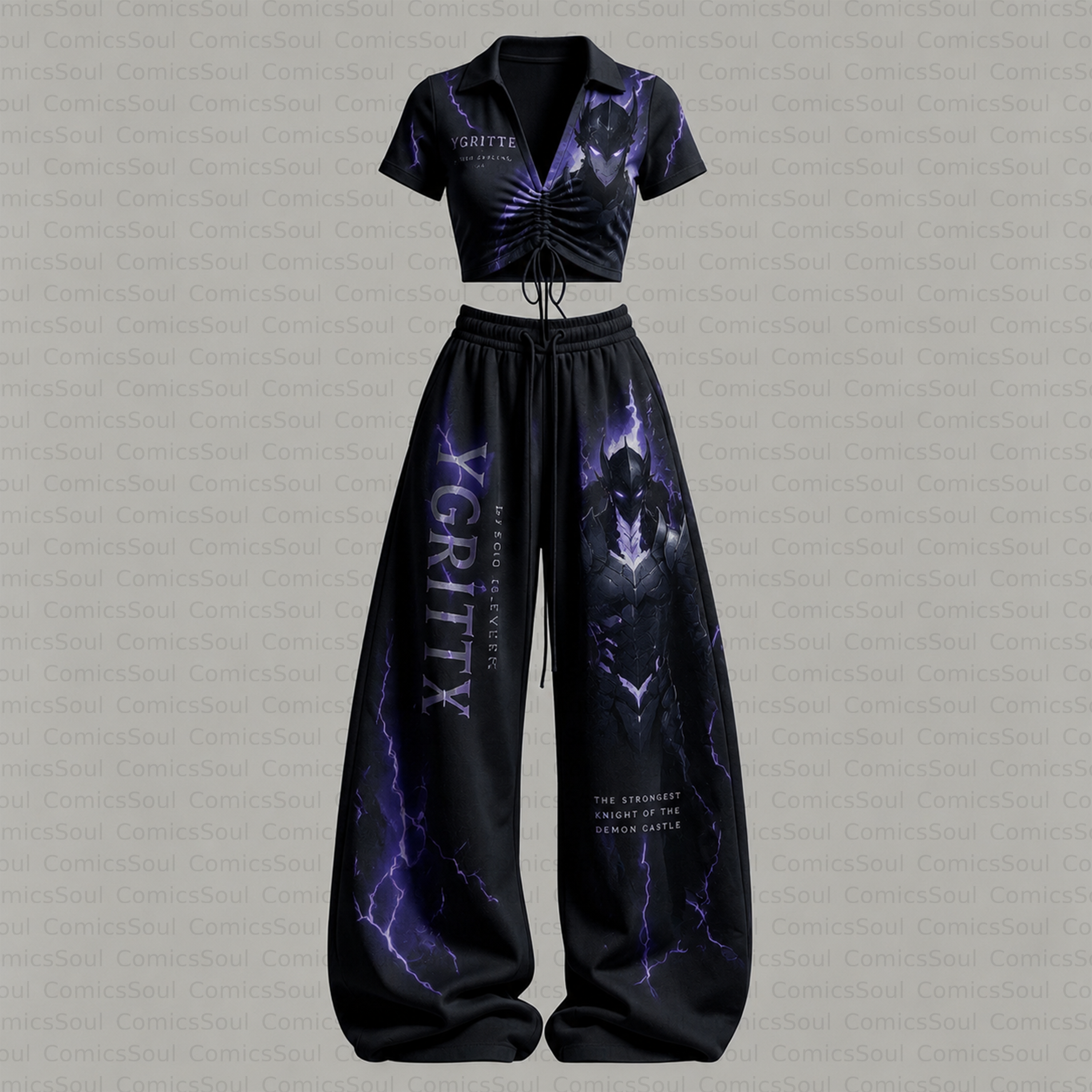 Solo Leveling Drawstring Short Sleeve Top & Long Pants Two-Piece Set TeeThreads Sustain the Scene with Custom Apparel
