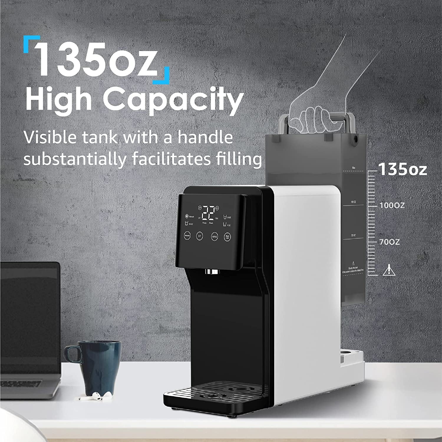 Waterdrop N1 Countertop Reverse Osmosis Water Filter System, TDS Reduction, Filter Life Reminder, Automatic Flushing, 3:1 Pure to Drain, UV Sterilization, No Installation Required - Image 9