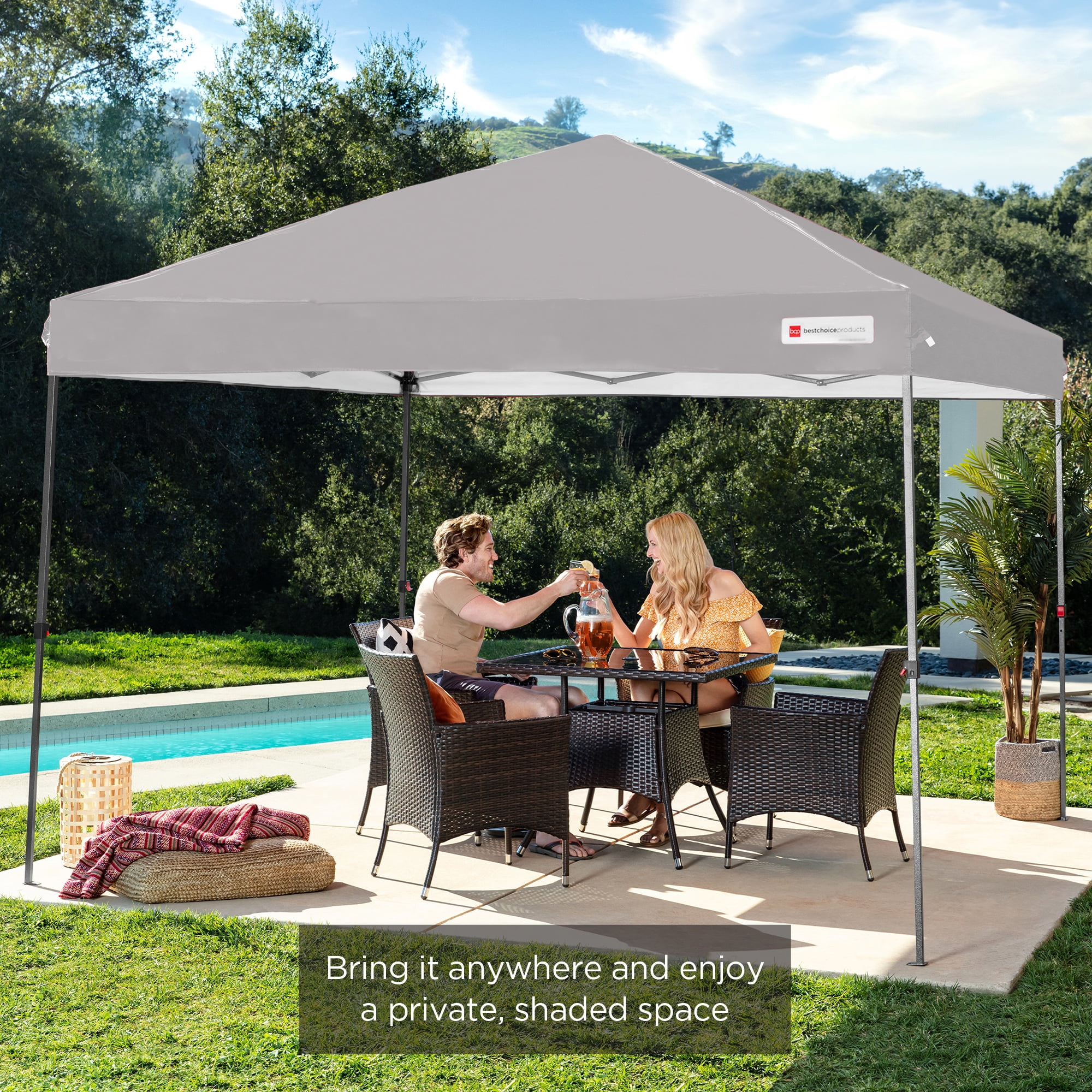 Best Choice Products 10x10ft Easy Setup Pop Up Canopy w/ 1-Button Setup, Wheeled Case, 4 Weight Bags - White - Image 134