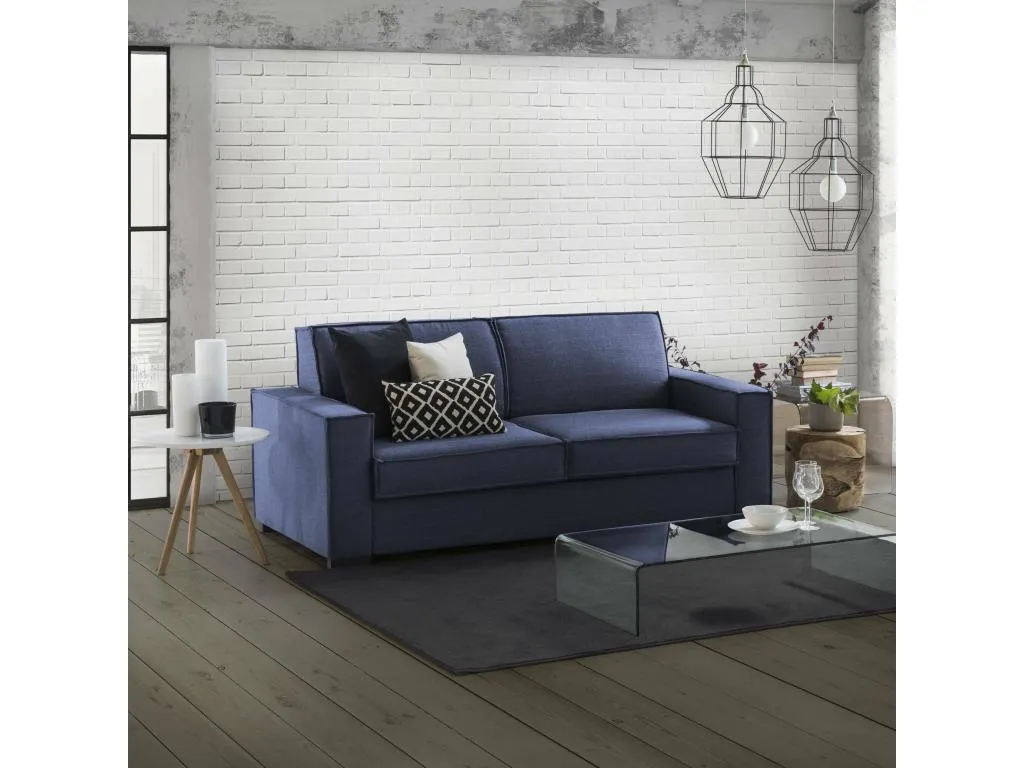 Hogarsens Sofá Cama Sofá de 3 plazas Made in Italy Sofá de salón con apertura giratoria de tejido acolchado con reposabrazos estándar
