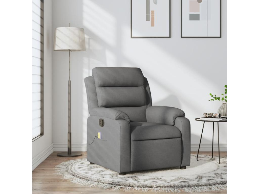 Sillón de masaje reclinable de tela gris oscuro