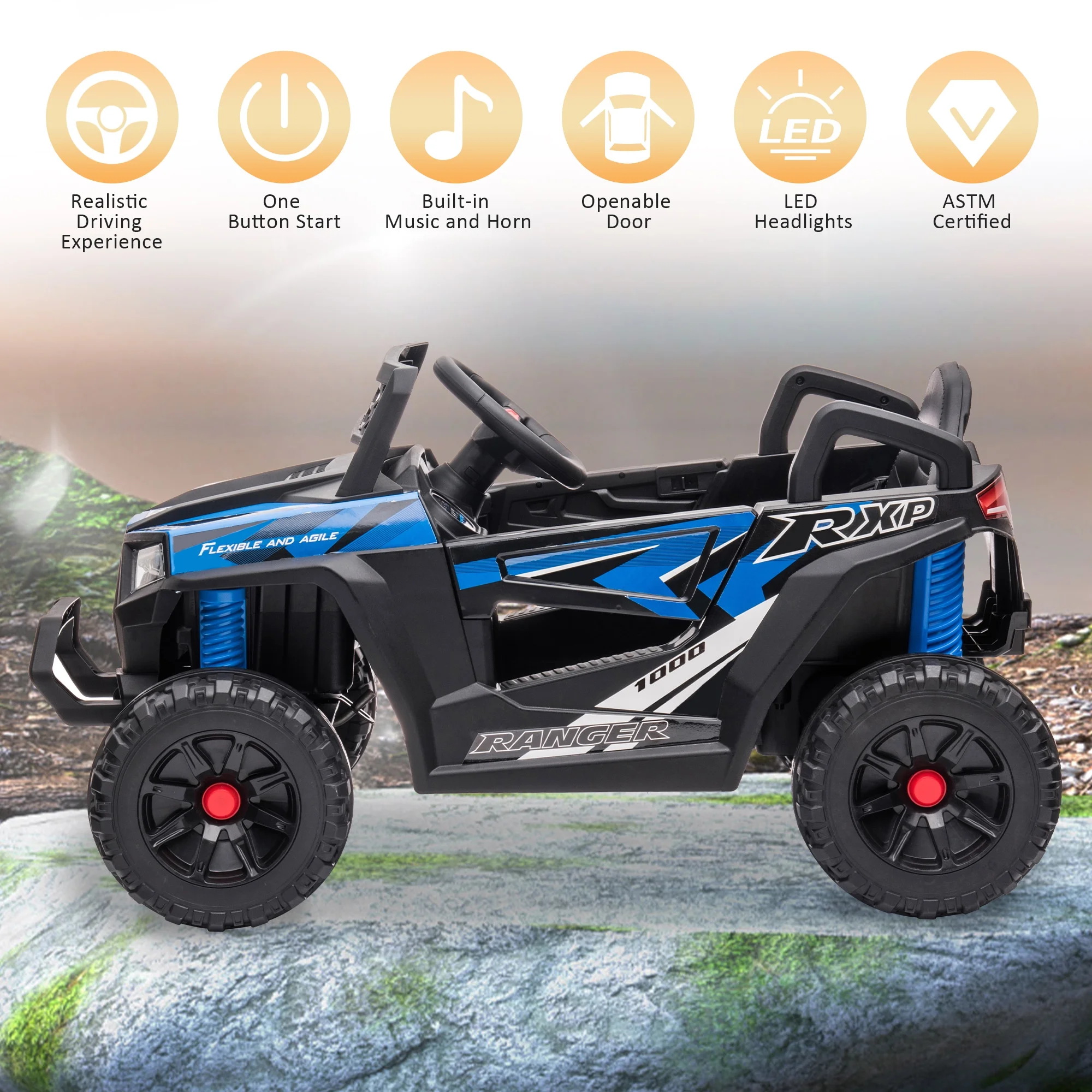 TOBBI 12V Kids Electric off-Road UTV Truck Car Battery Powered Ride on Toys for Girls with LED Headlights, Music, Horn - Image 17