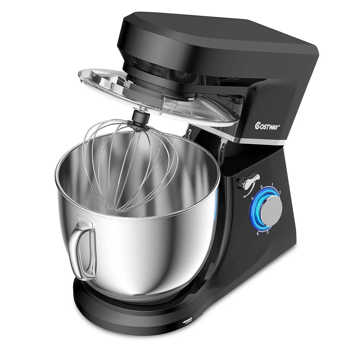 Costway Tilt-Head Stand Mixer 7.5 Qt 6 Speed 660W with Dough Hook, Whisk & Beater Black - Image 10