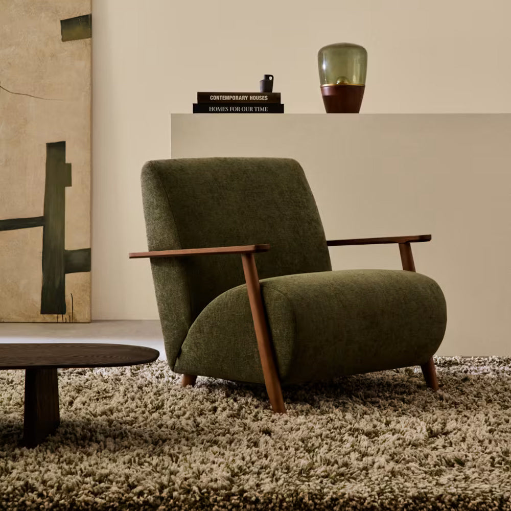 Kave Home Meghan Fauteuil - Groen / Donkerbruin