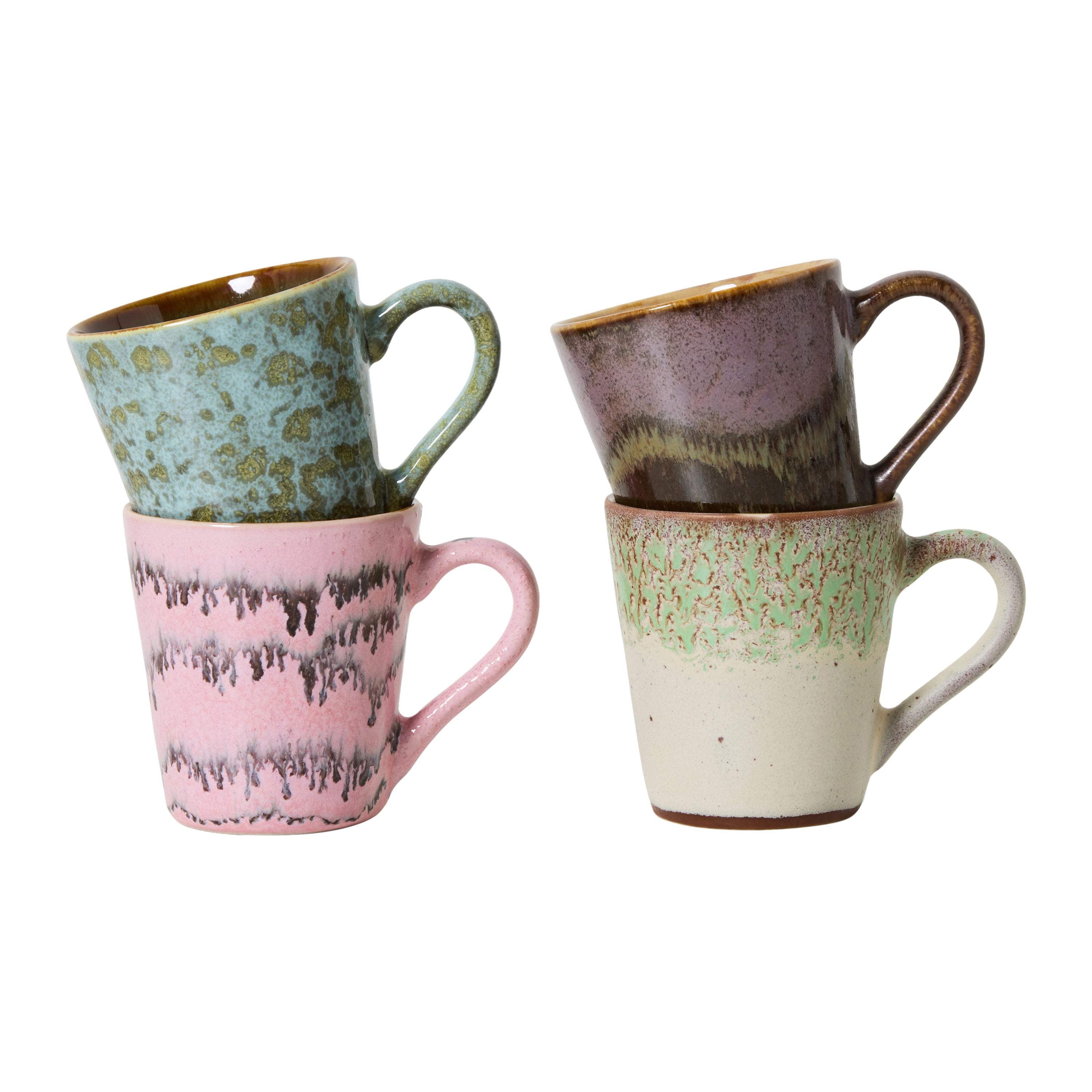 HKliving 70's Ceramics Espressokopje 0,1 L - Set van 4 - Brutalism