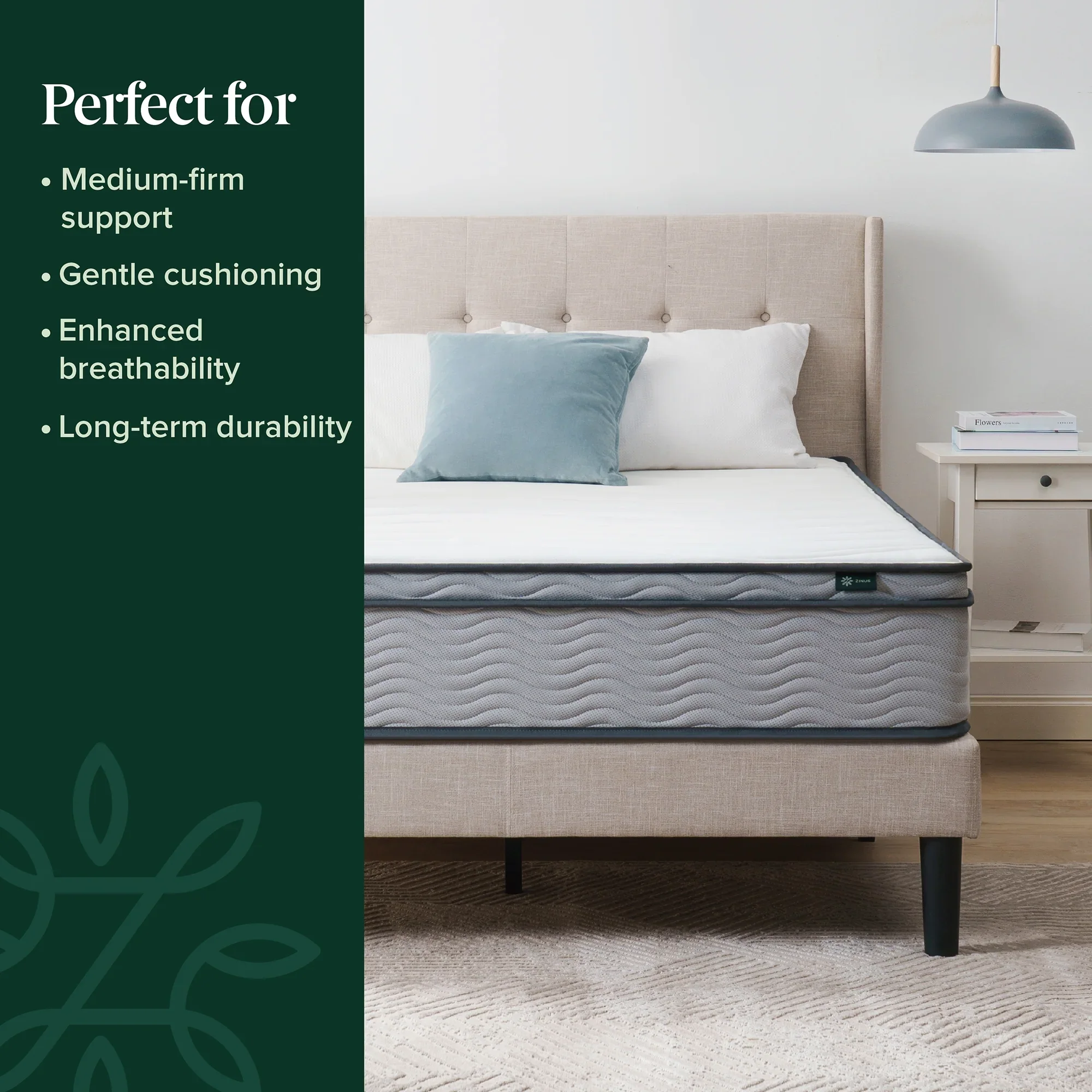 Zinus 10" Innerspring Mattress with Euro Top, Full