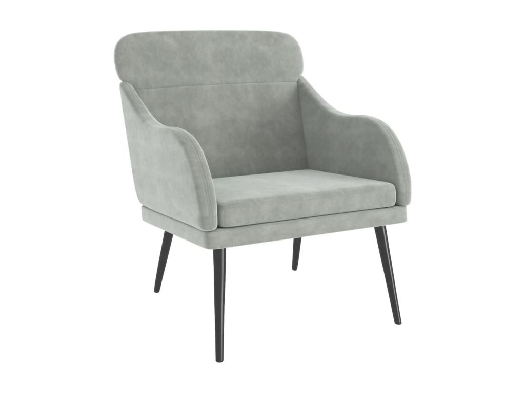 Sillón de terciopelo gris claro 63x76x80 cm