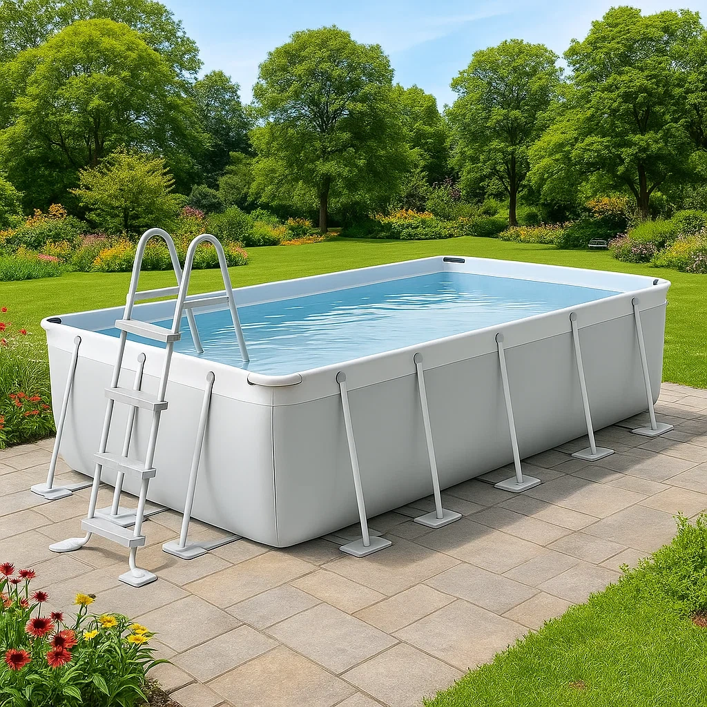 Piscina tubular rectangular 532x265x119 cm colores blanco/azul con filtro y escalera RsrBXVK189Eg