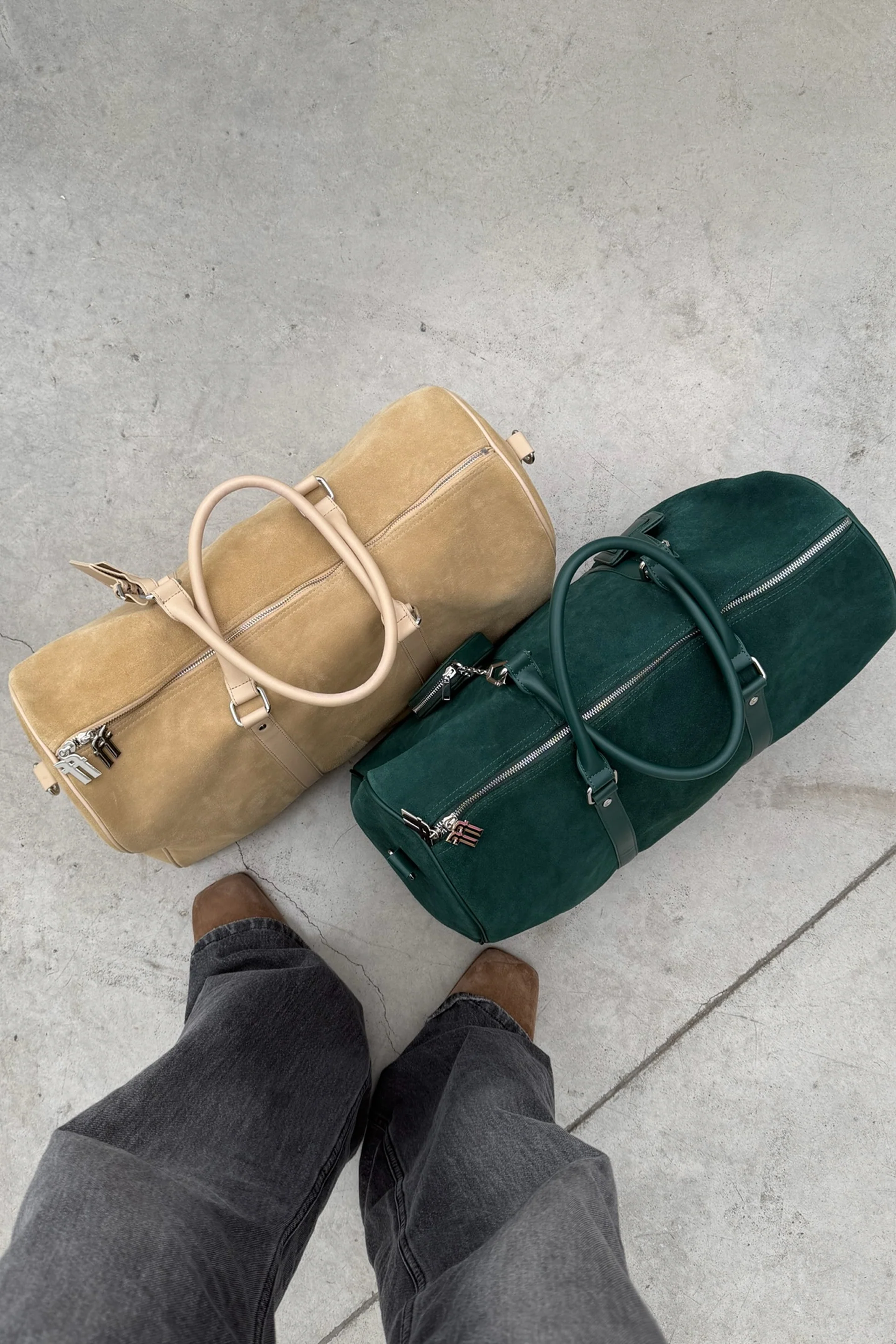 Suede Ecru Duffle Bag