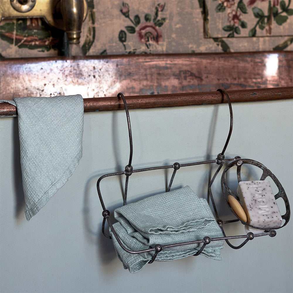 Serviette de bain invité en lin - Nid d'abeille - Gris Vésuve