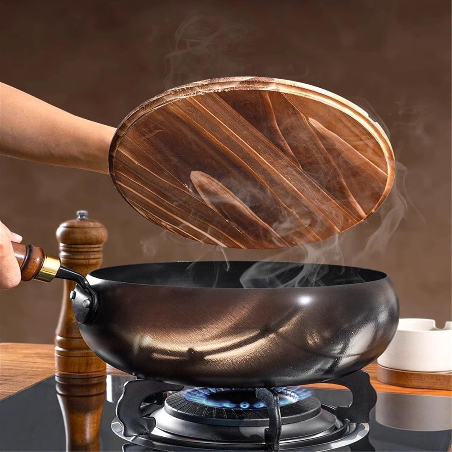 2026 New Japanese Cast Iron Wok Pan,9.45 In Hand Hammered Japanese Cast Iron Pot,Uncoated Healthy Cooking Pot With Lid,Uncoated Healthy Pot For Induction, Gas & Electric Stoves (Pot)