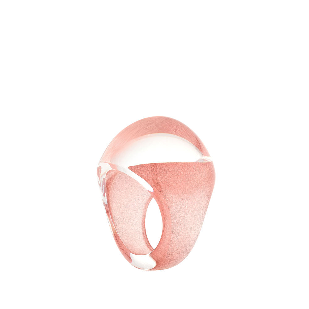 BAGUE CABOCHON - CRISTAL INCOLORE PATINÉ ROSE