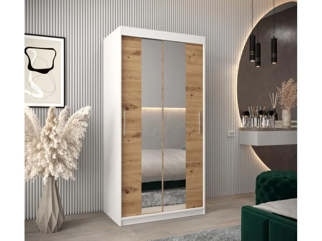 Armario Nidovia puertas correderas 200/100/62 2 puertas blanco/artisan gcq3513189