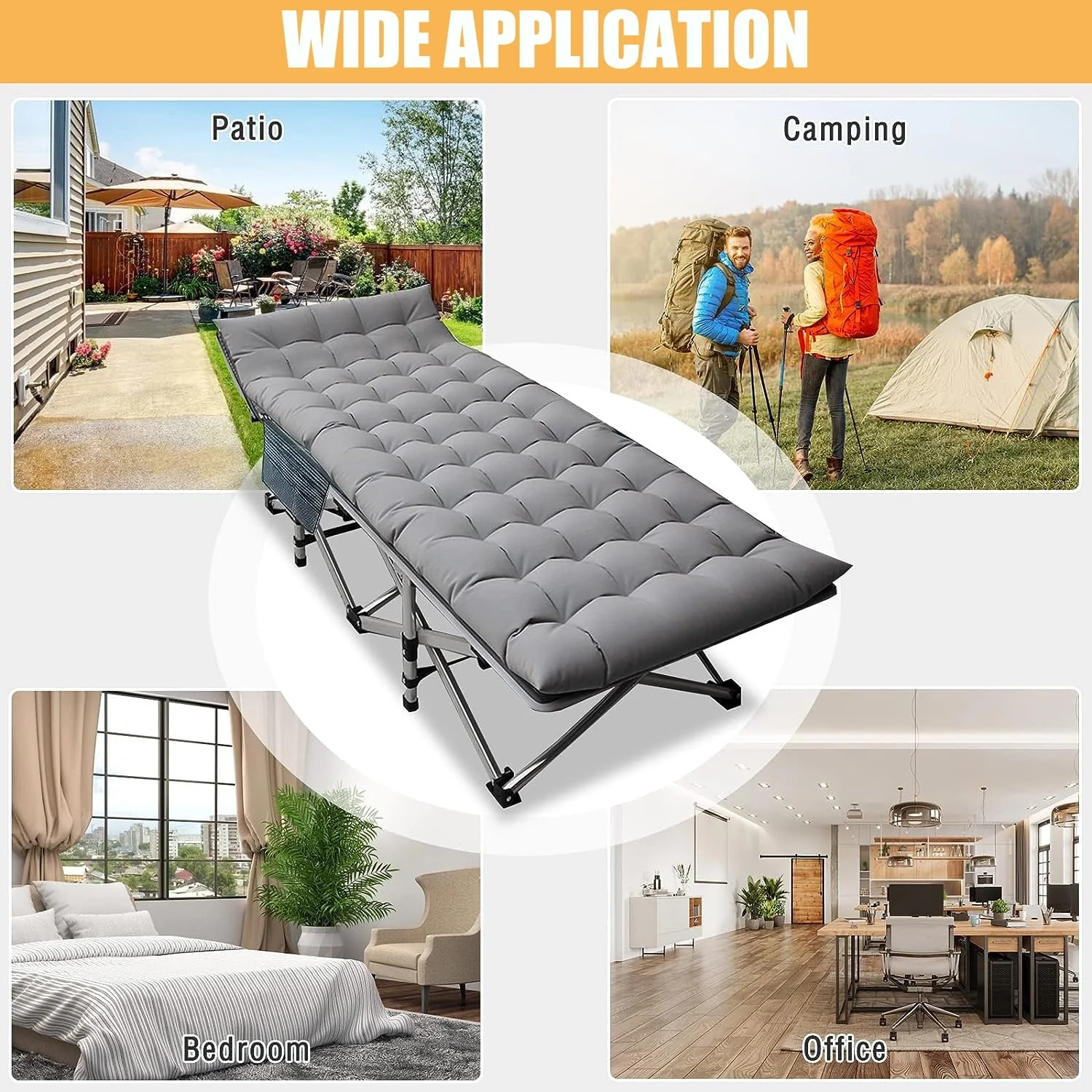 SUGIFT 2 Pack Portable Folding Beds for Adults, Heavy Duty Outdoor Bed with Carry Bag - Image 6