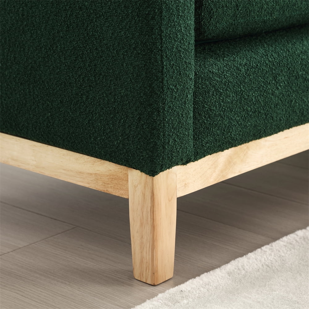53.5"W Elegant Upholstered Bench with Wood Legs & Round Pillows,Comfy Boucle Fabric Footrest with Arms, Entryway Bench for End of Bed, Bedroom and Living Room, Ivory - Image 17