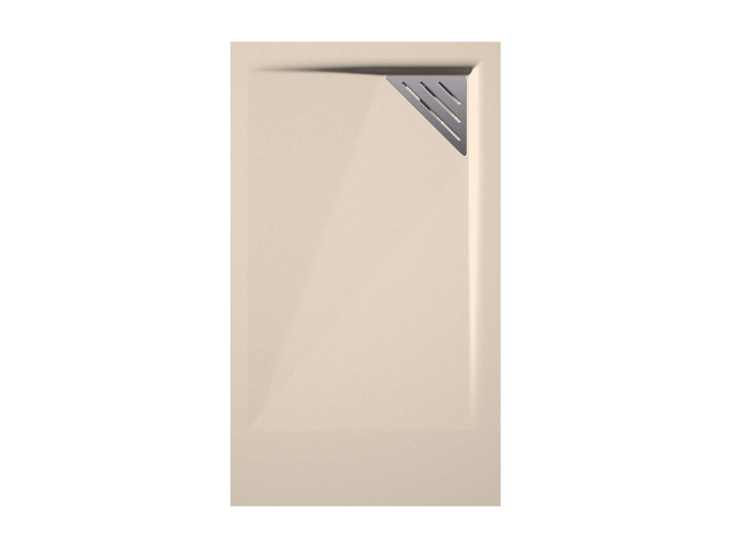 Plato de ducha resina TRINITY CREMA 90x90 cm Rejilla Izquierda
