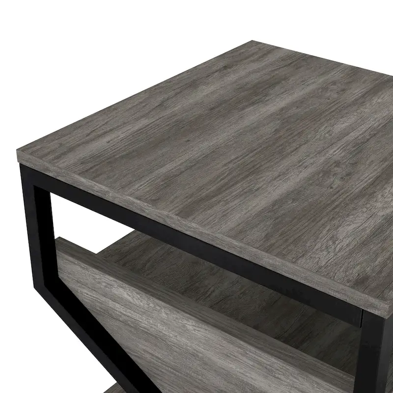 Denhour DH BASIC 17-Inch Metal Industrial End Table with 1 Open Shelf