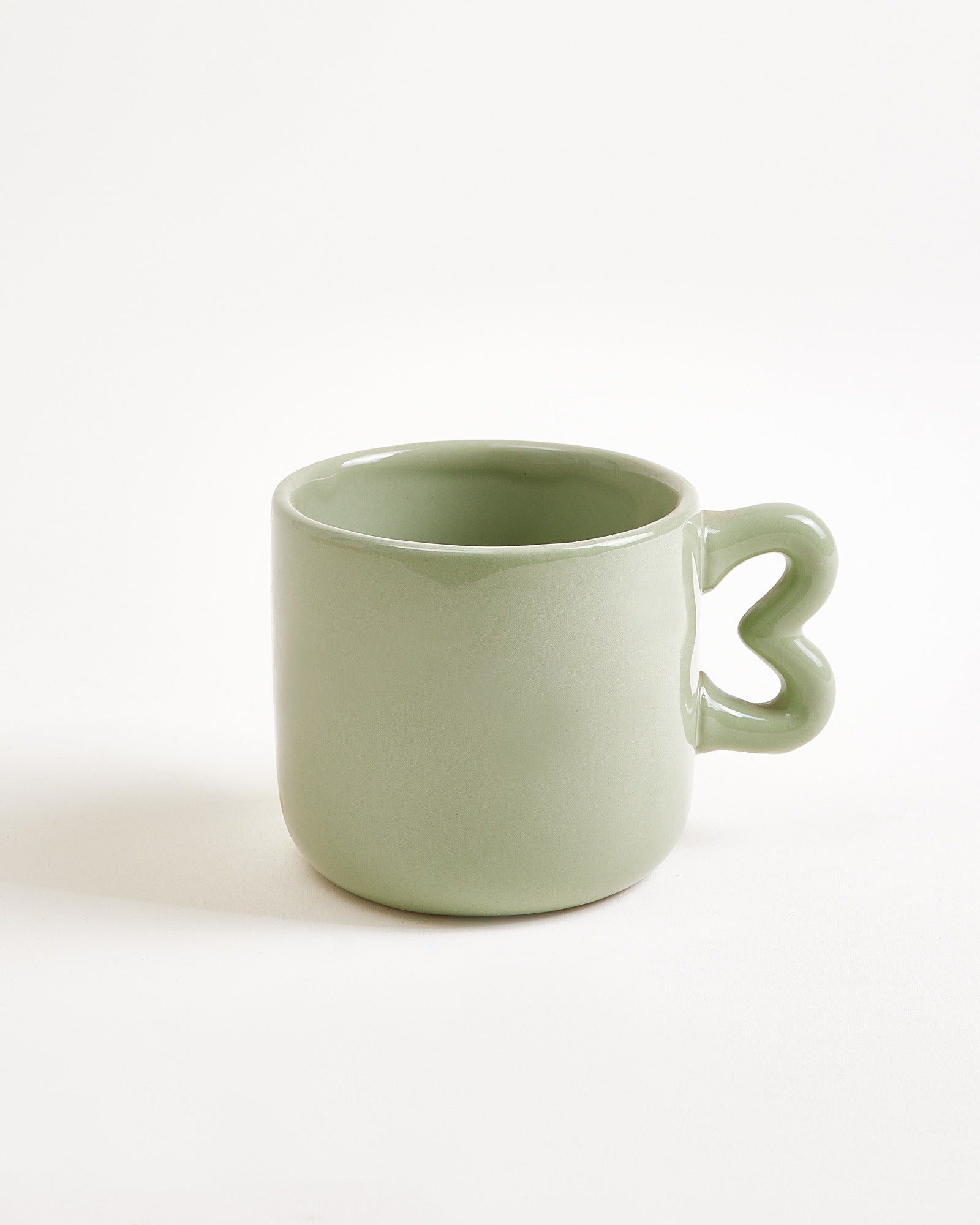 Seia Tasse & Untertasse Herz salbeigrün
