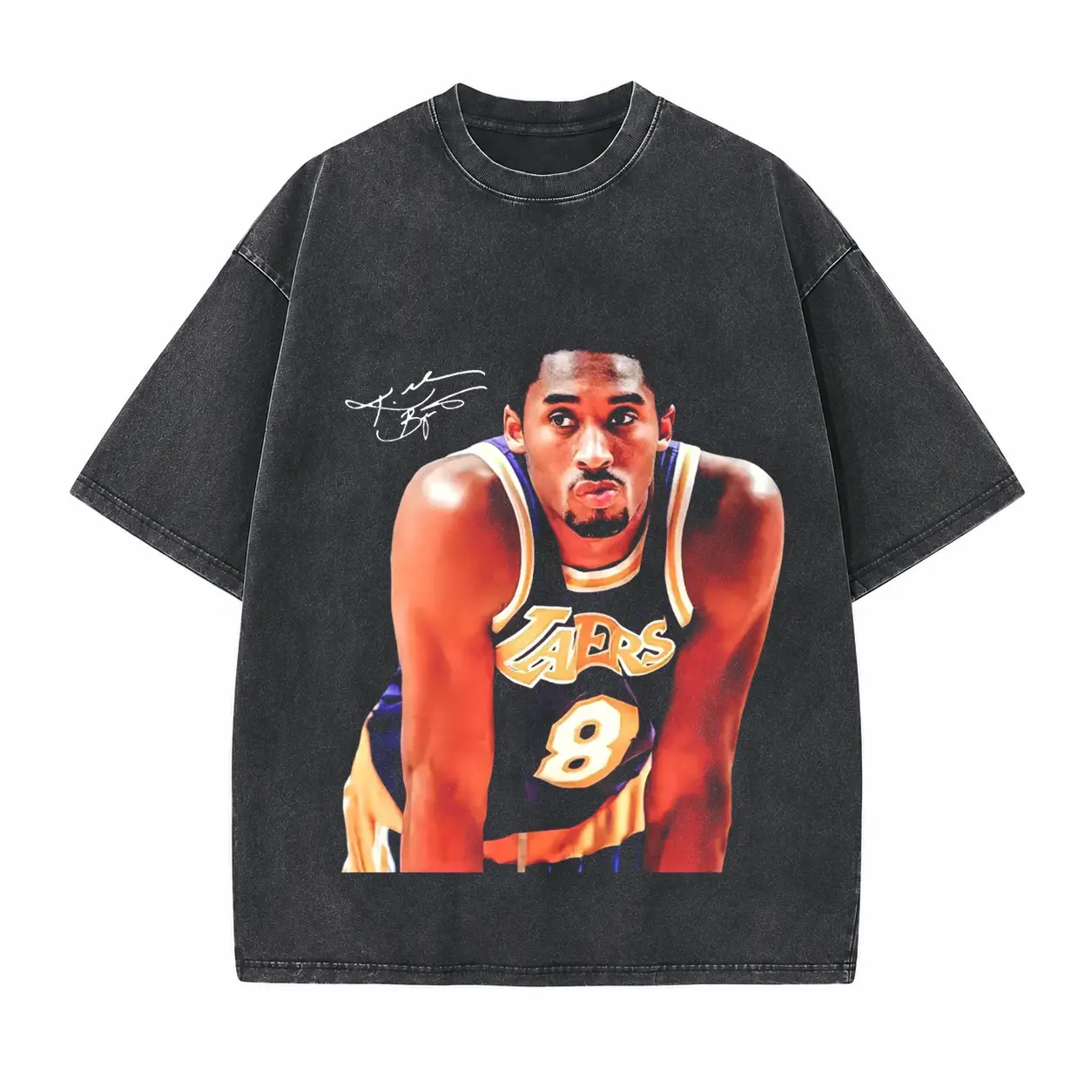 Basketball Legend Portrait Printed Unisex Washed T-Shirt