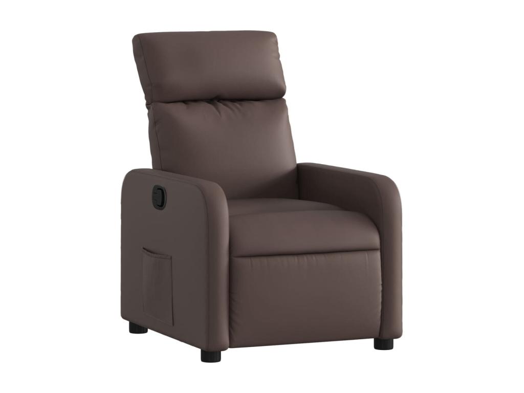 Sillón reclinable de cuero sintético marrón
