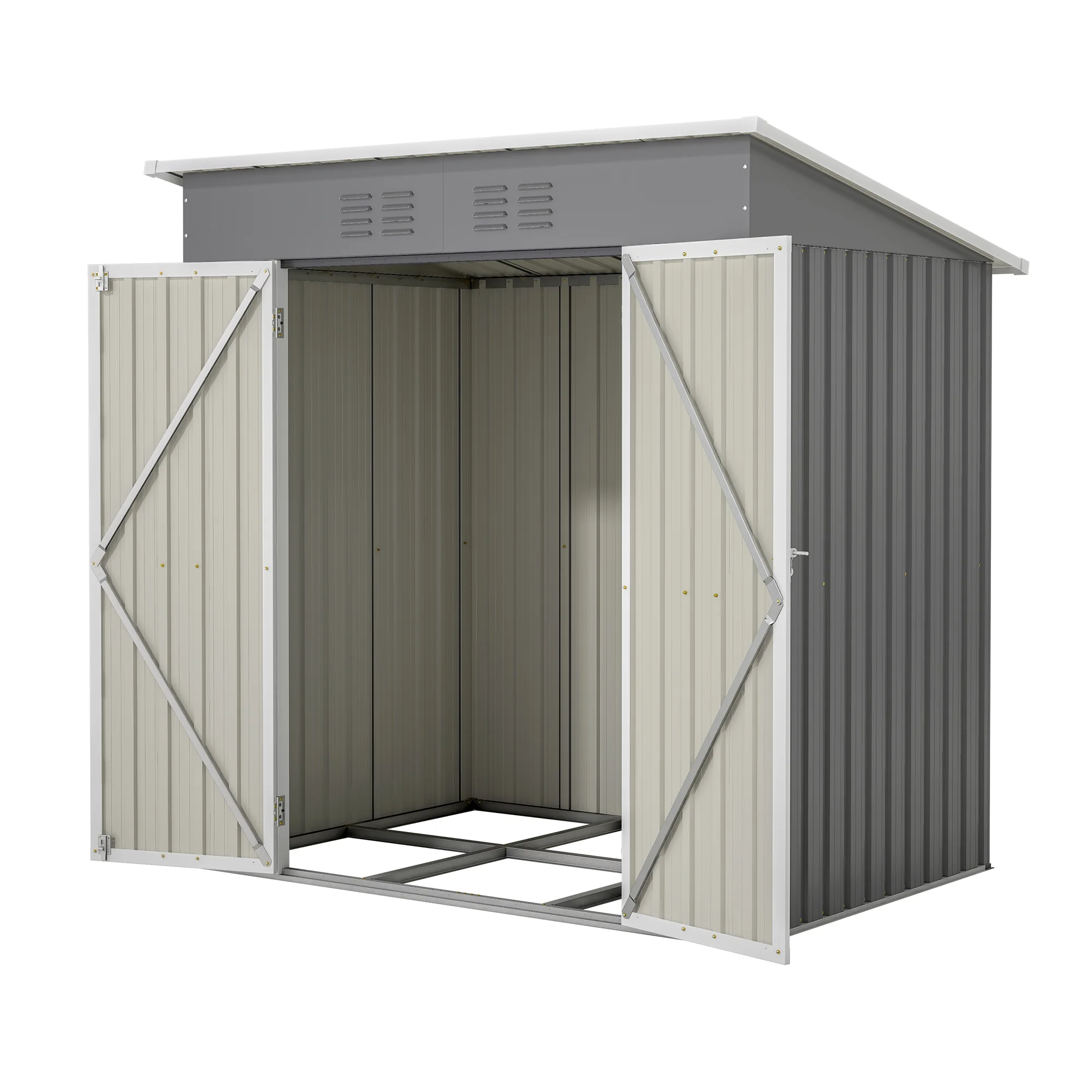 6 x 4 ft Outdoor Storage Shed with Floor Frame, Storage Sheds for Outside with Lockable Door, All Weather Garden Tool Shed with Air Vent for House Backyard Patio Lawn, Black - Image 21