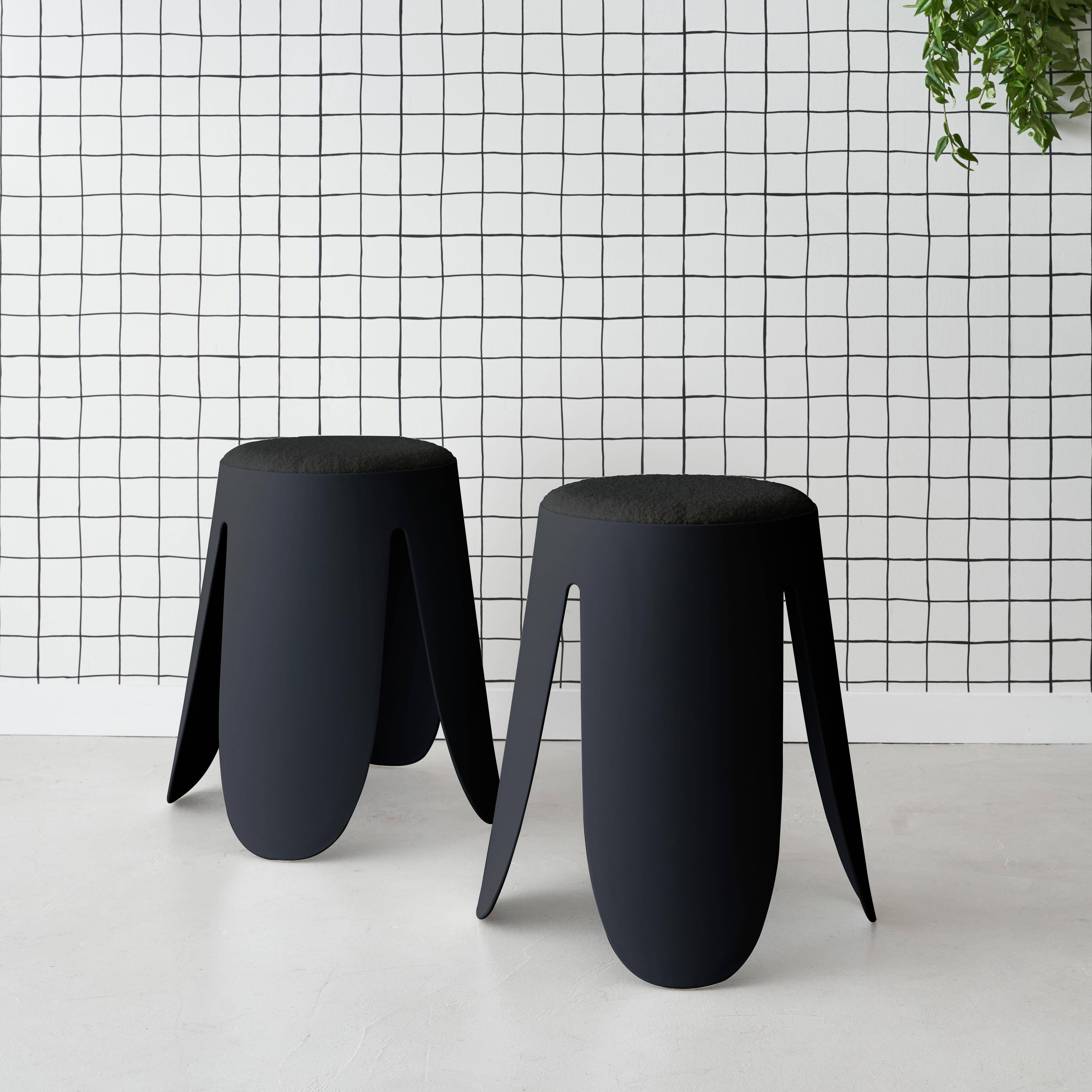 Niki - Taburete apilable con asiento texturado, set de 2